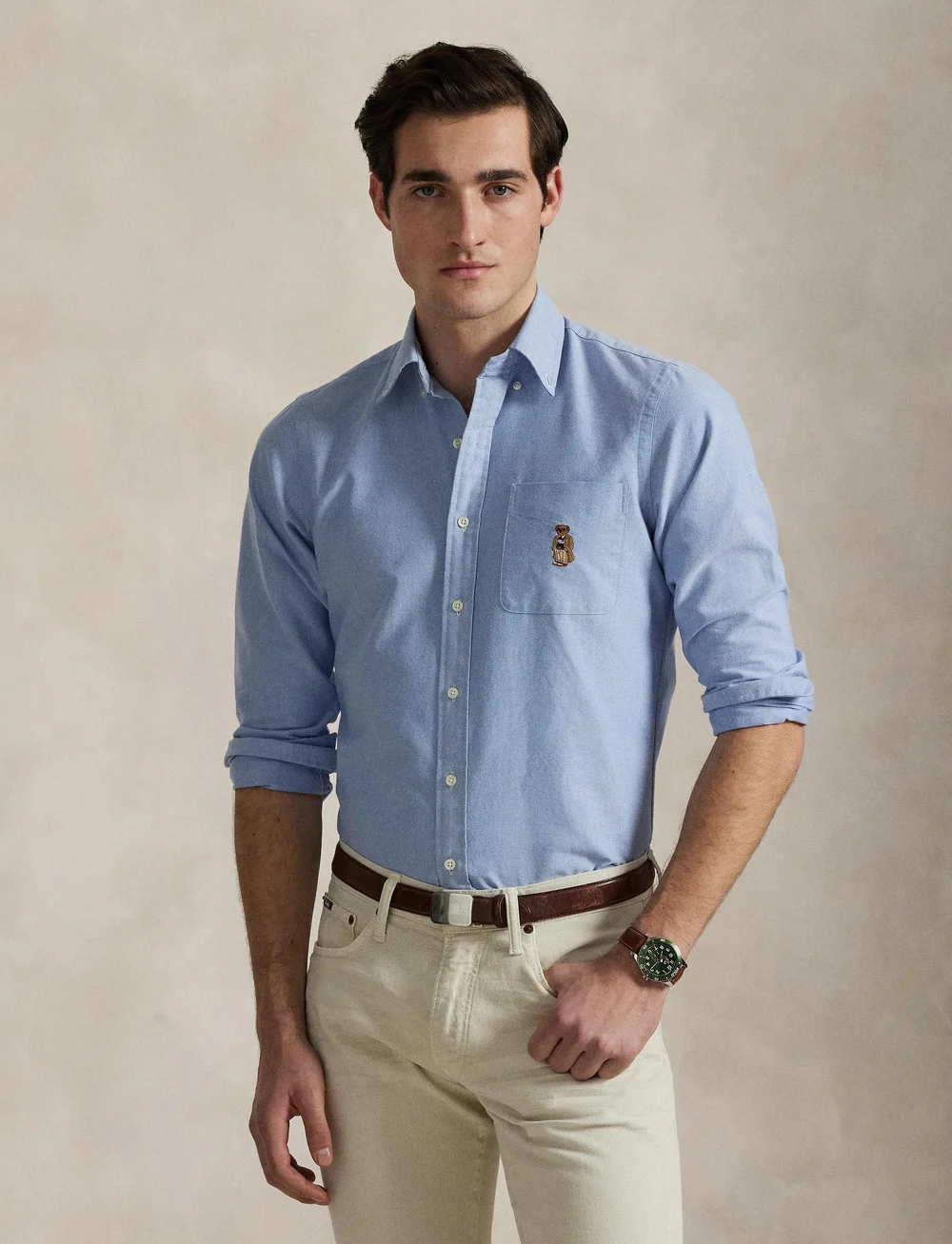 Polo Ralph Lauren - Custom Fit Polo Bear Oxford Shirt - tavalised t-särgid - 6856 bsr blue w/ - 3
