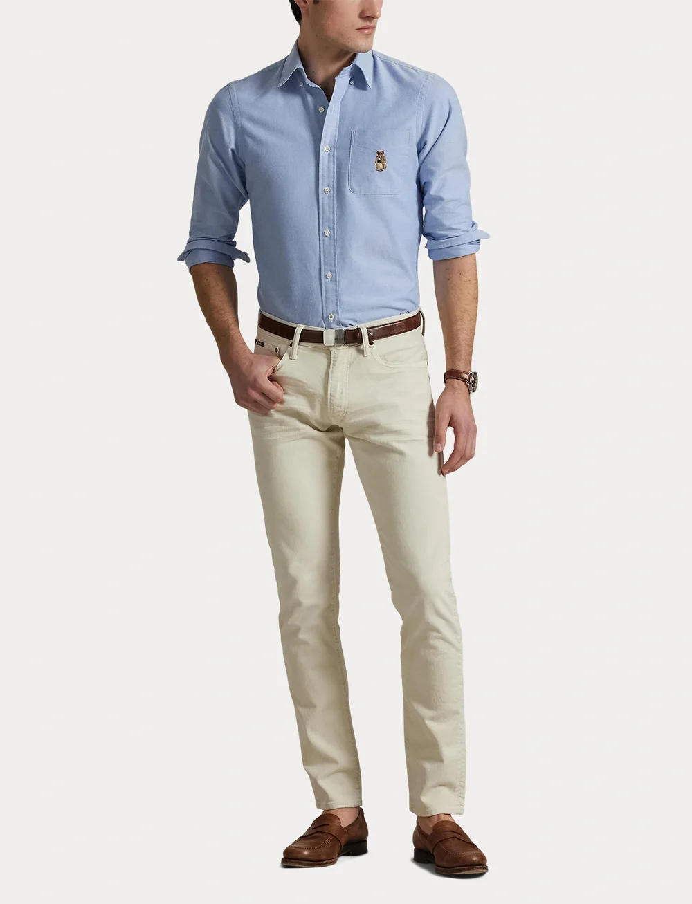 Polo Ralph Lauren - Custom Fit Polo Bear Oxford Shirt - tavalised t-särgid - 6856 bsr blue w/ - 4