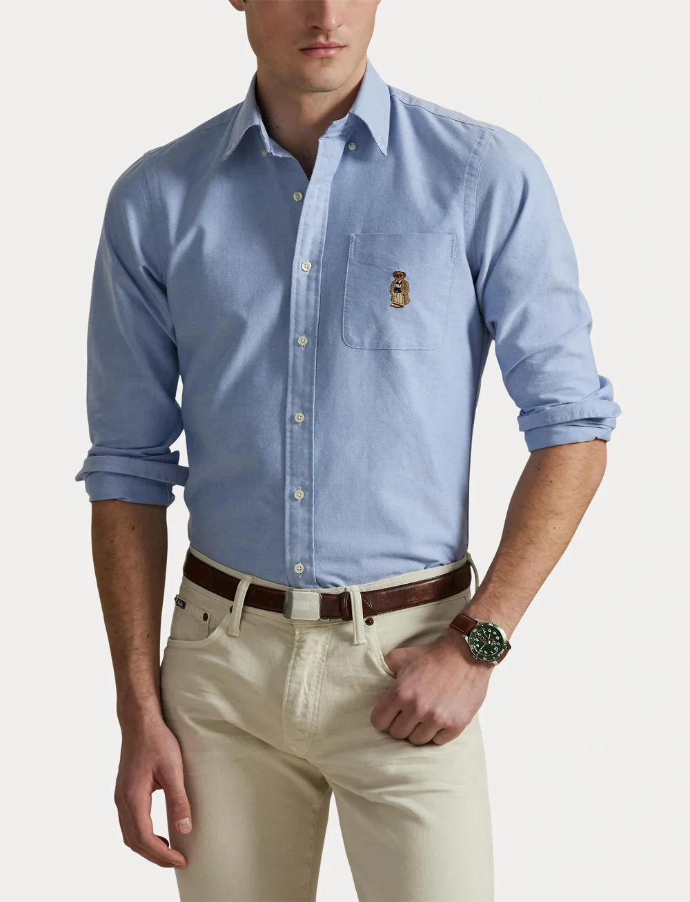 Polo Ralph Lauren - Custom Fit Polo Bear Oxford Shirt - tavalised t-särgid - 6856 bsr blue w/ - 5