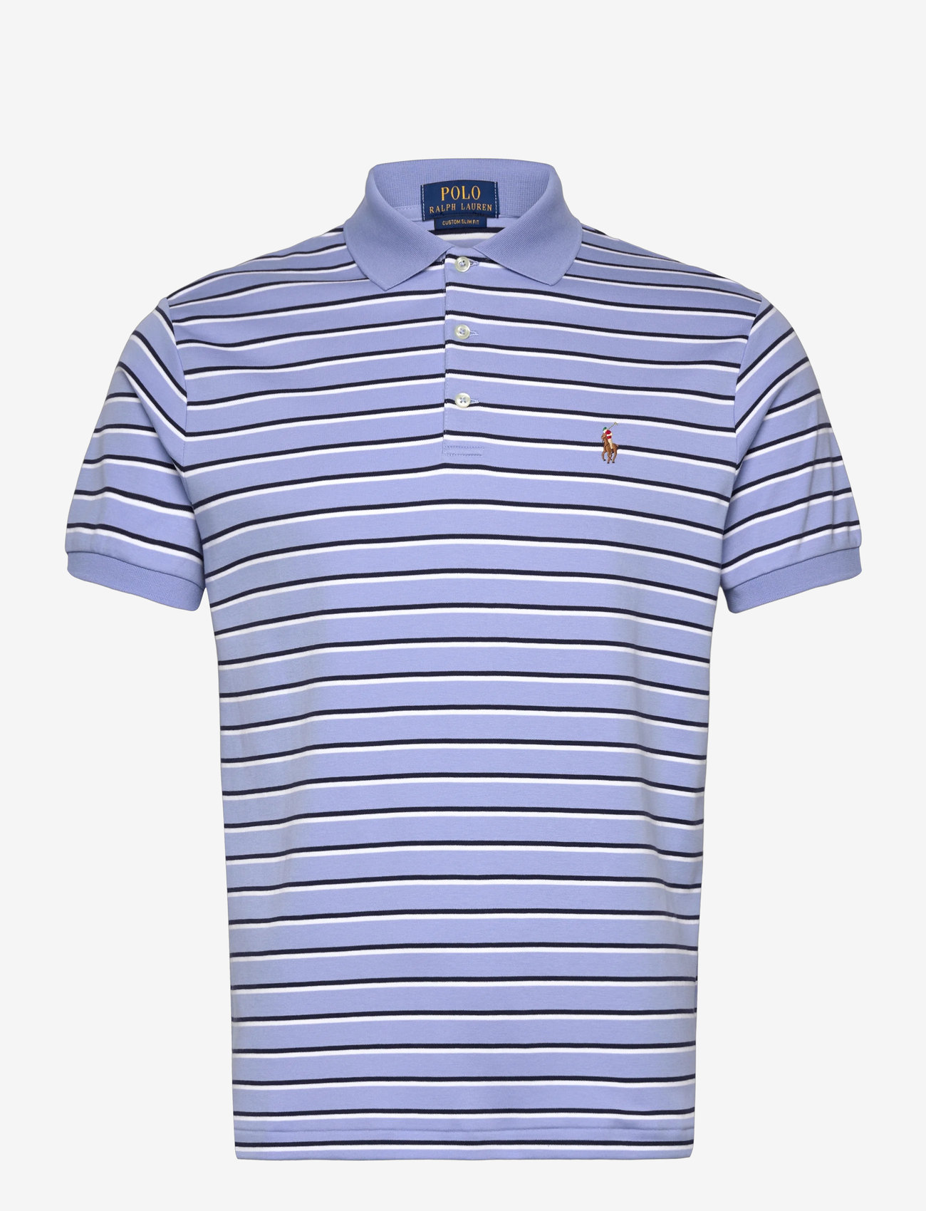 Polo Ralph Lauren - Custom Slim Fit Striped Soft Cotton Polo - lühikeste varrukatega polod - dress shirt blue - 0