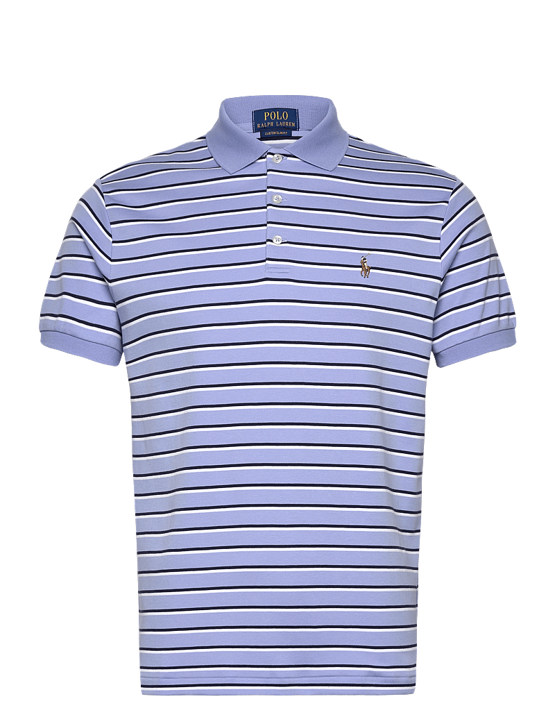 Polo Ralph Lauren - Custom Slim Fit Striped Soft Cotton Polo - kortærmede poloer - dress shirt blue - 0