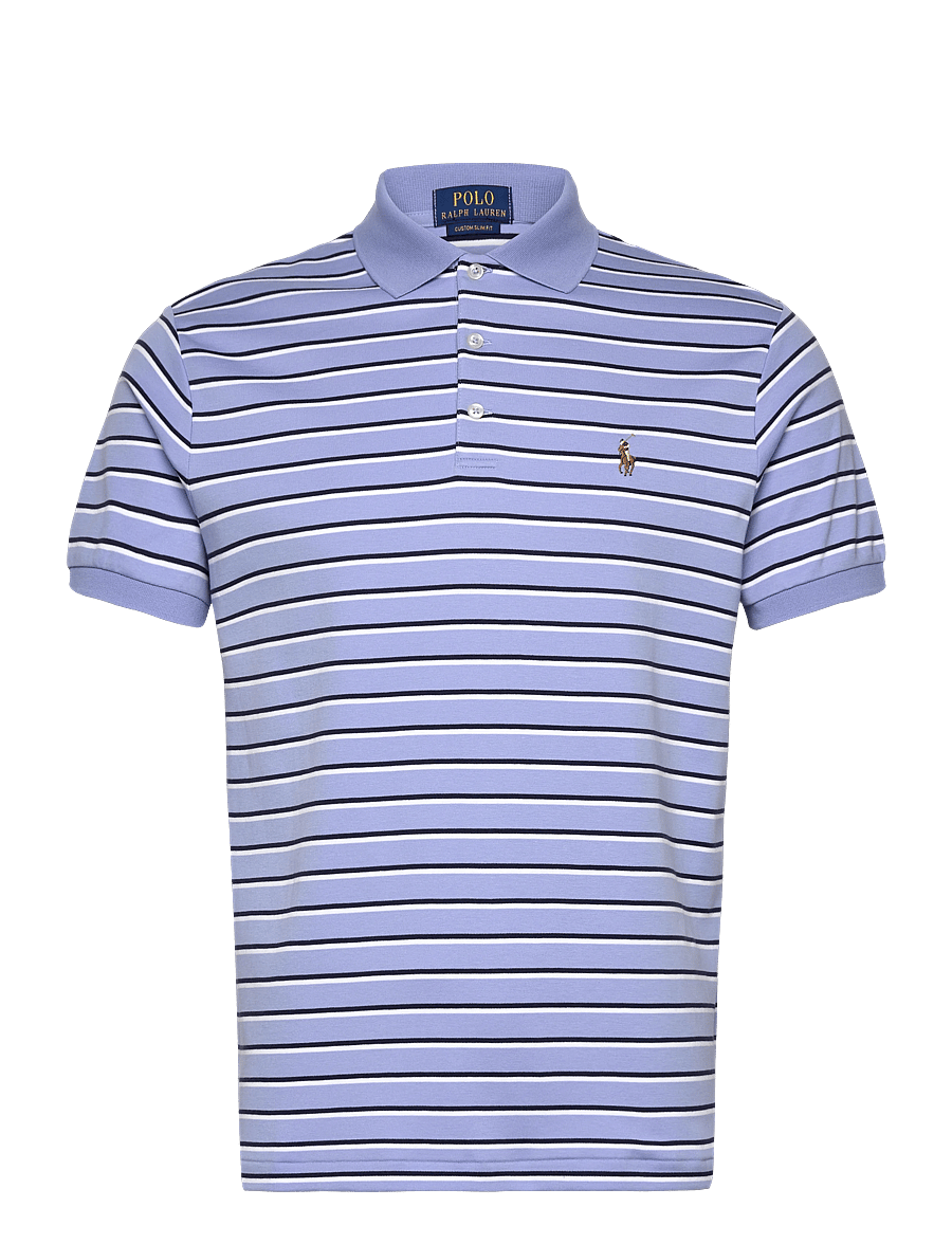 Polo Ralph Lauren - Custom Slim Fit Striped Soft Cotton Polo - dress shirt blue - 0