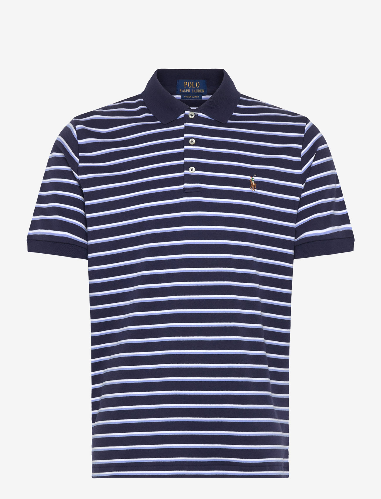 Polo Ralph Lauren - Custom Slim Fit Striped Soft Cotton Polo - kortärmade pikéer - refined navy mult - 0