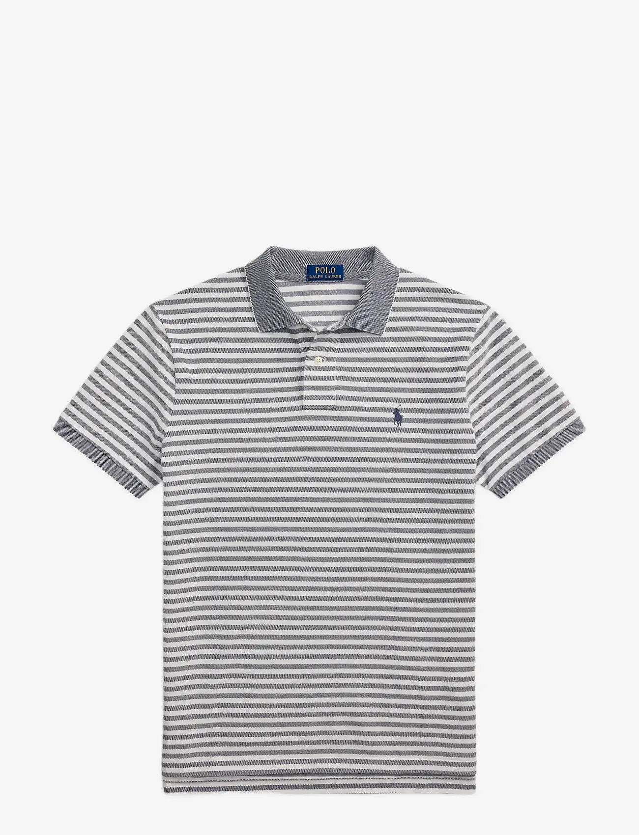 Polo Ralph Lauren - Custom Slim Fit Striped Mesh Polo Shirt - newport navy/whit - 1