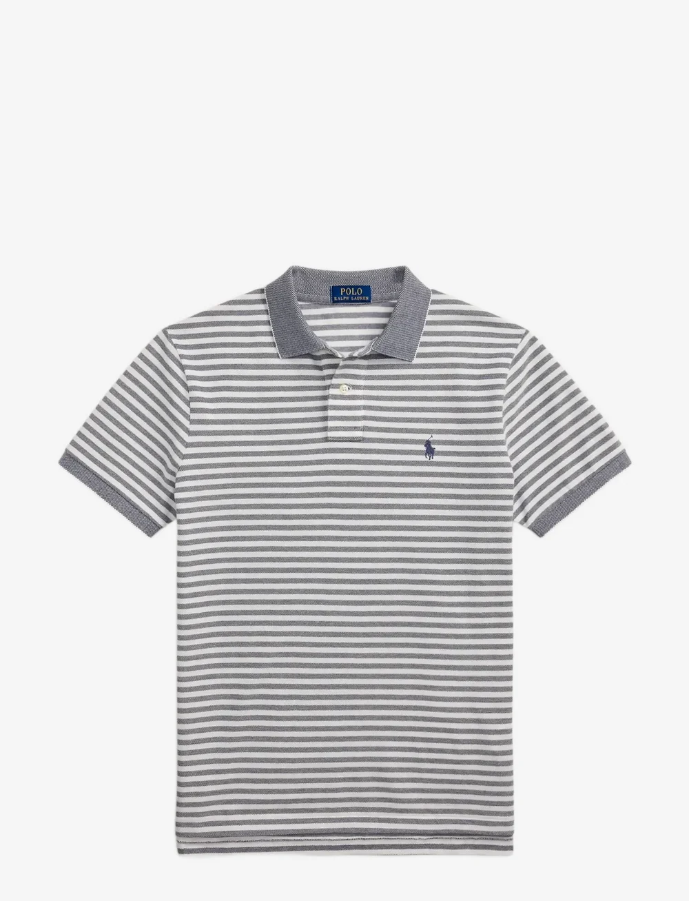 Polo Ralph Lauren - Custom Slim Fit Striped Mesh Polo Shirt - short-sleeved polos - newport navy/whit - 1