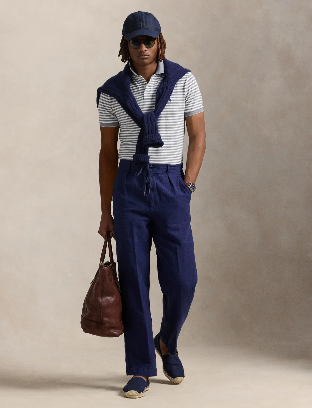 Polo Ralph Lauren - Custom Slim Fit Striped Mesh Polo Shirt - short-sleeved polos - newport navy/whit - 0