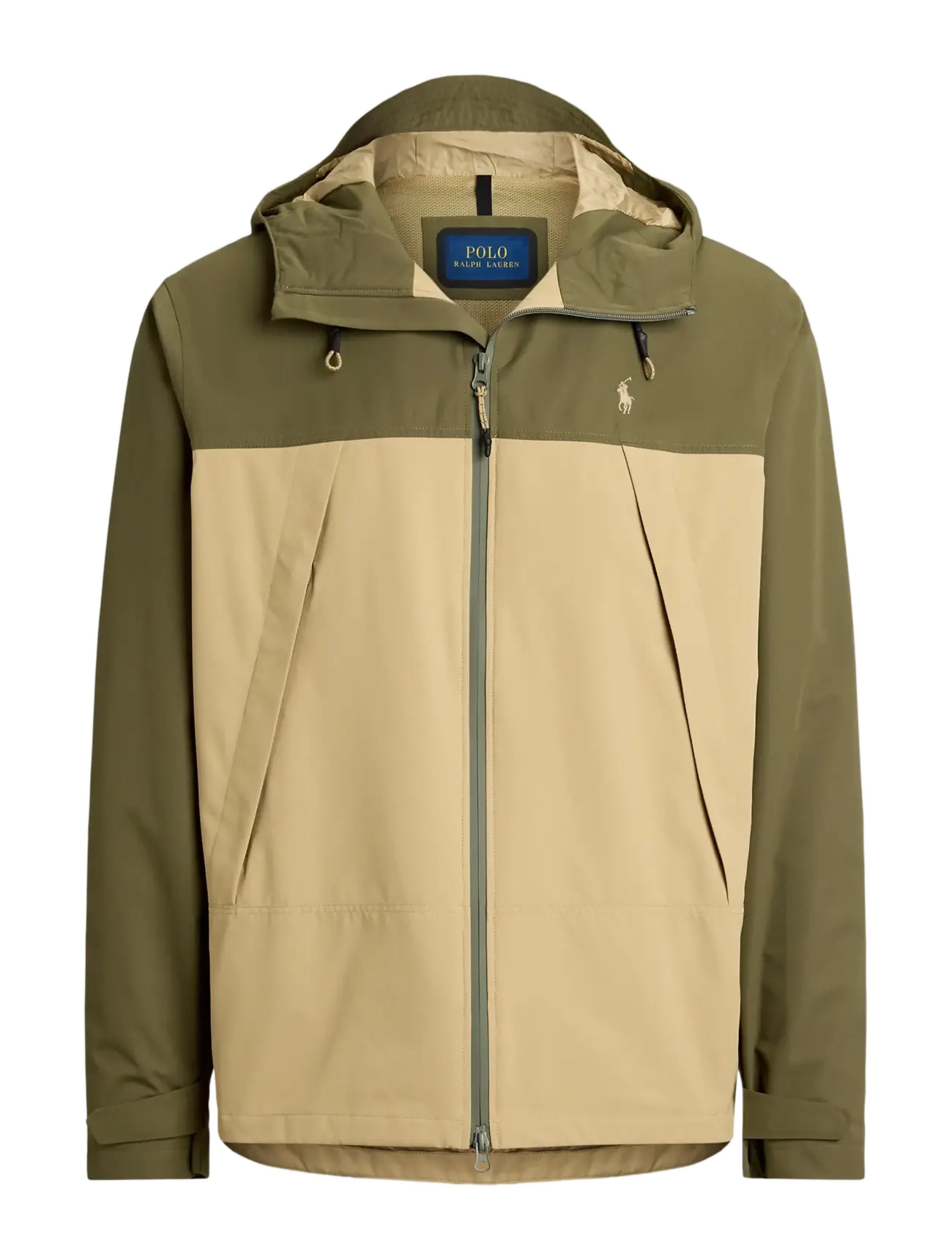 Polo Ralph Lauren Color-Blocked Hooded Jacket - Regnkläder - OUTDOORS OLIVE/VI / beige