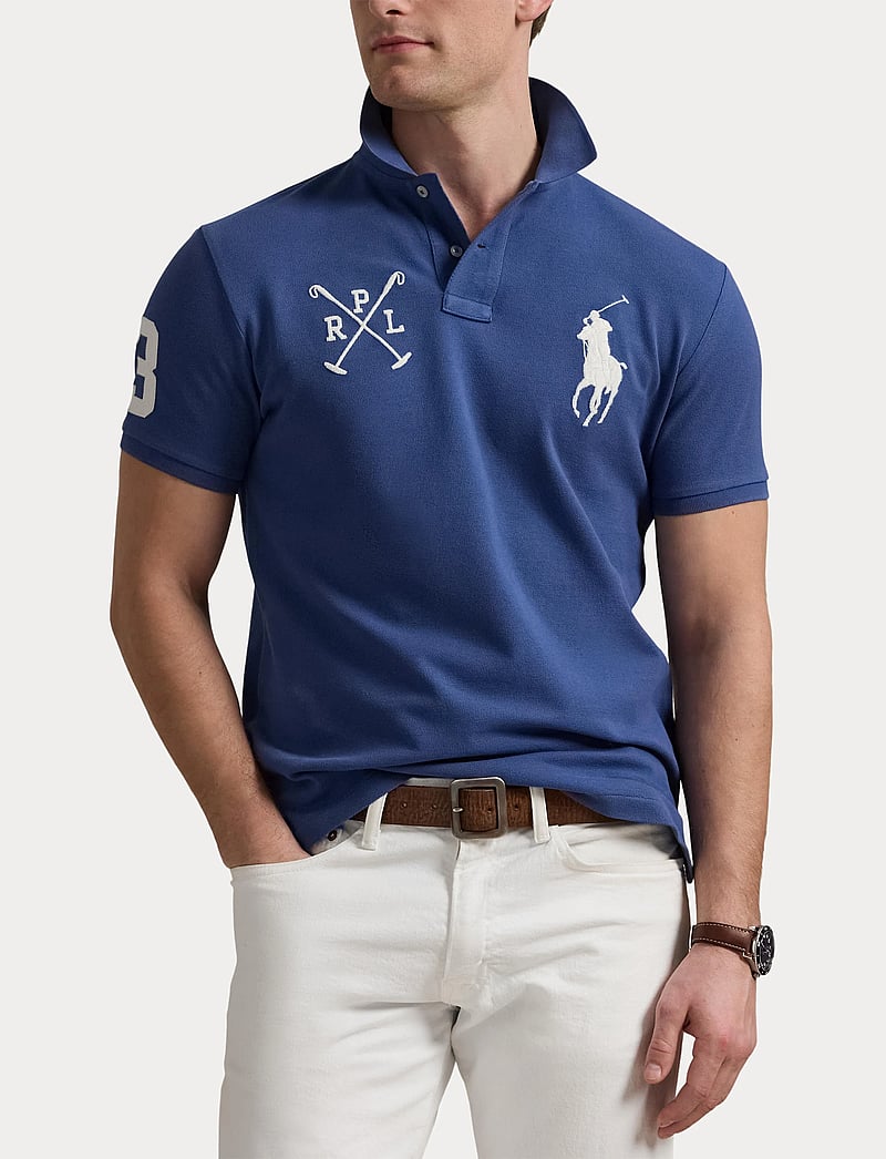 Polo Ralph Lauren - Custom Slim Fit Big Pony Mesh Polo Shirt - kortärmade pikéer - old royal - 5