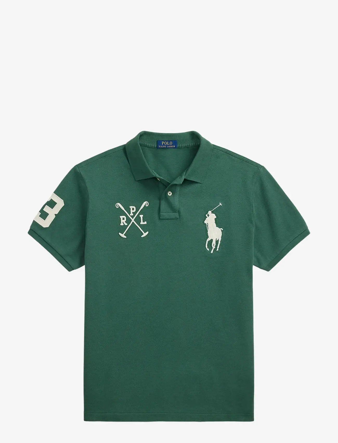 Polo Ralph Lauren - Custom Slim Fit Big Pony Mesh Polo Shirt - kortärmade pikéer - washed forest - 1