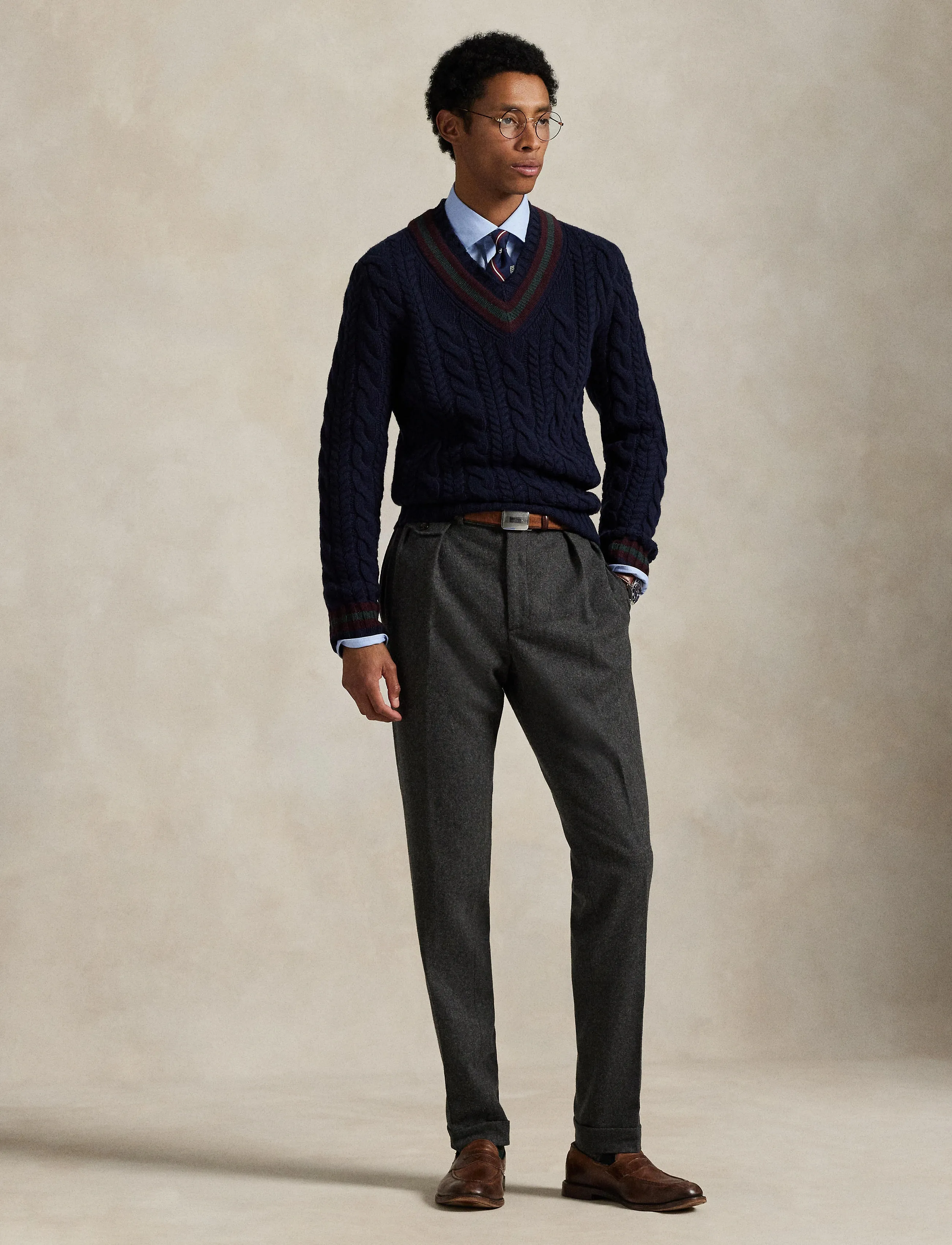 Polo Ralph Lauren Wool-Cashmere Cricket Sweater, XS, Knitwear, Marineblau - V-necks, Männerswear
