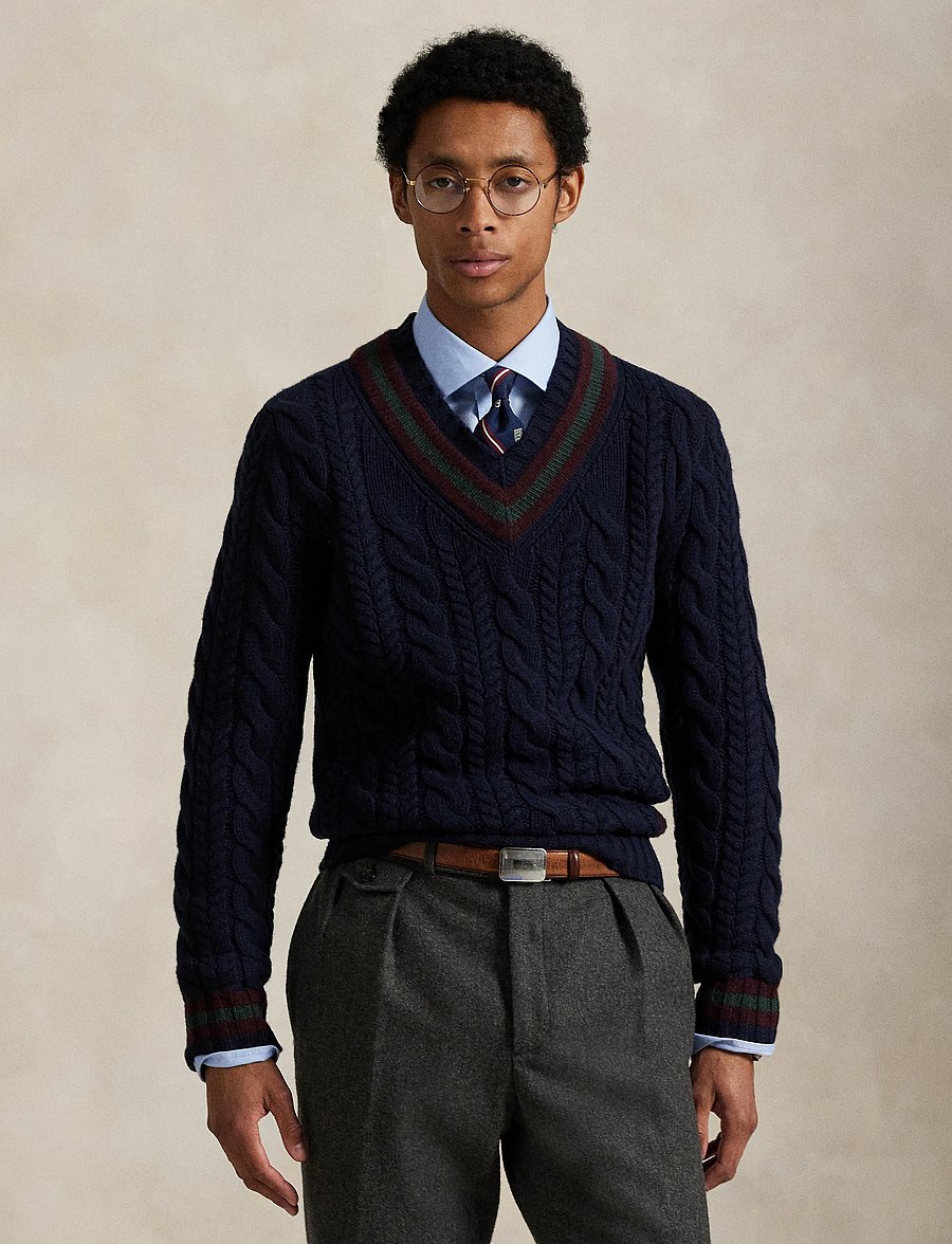 Polo Ralph Lauren - Wool-Cashmere Cricket Sweater - v-ausschnitt - navy combo - 3