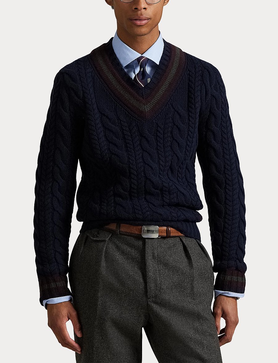 Polo Ralph Lauren - Wool-Cashmere Cricket Sweater - v-ausschnitt - navy combo - 5