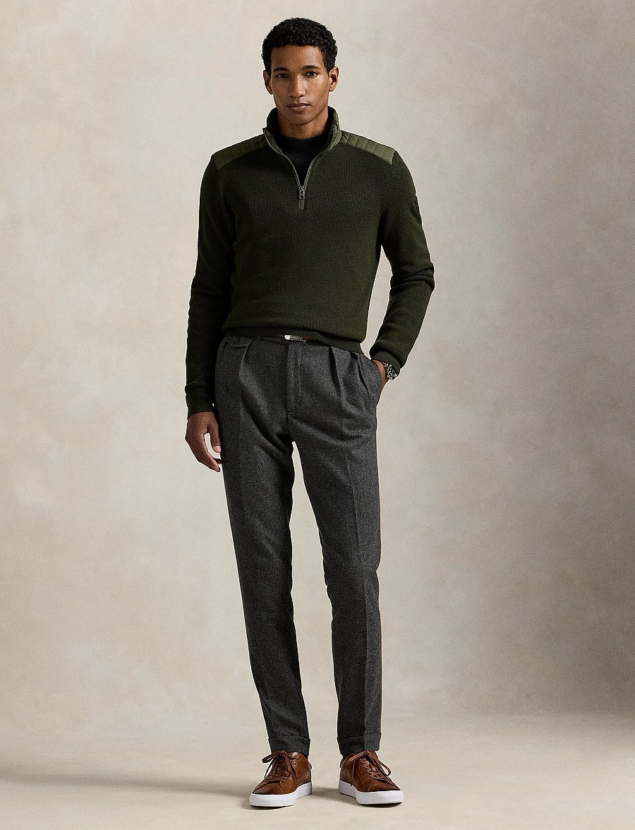 Polo Ralph Lauren - Hybrid Quarter-Zip Sweater - half zip - olive combo - 0