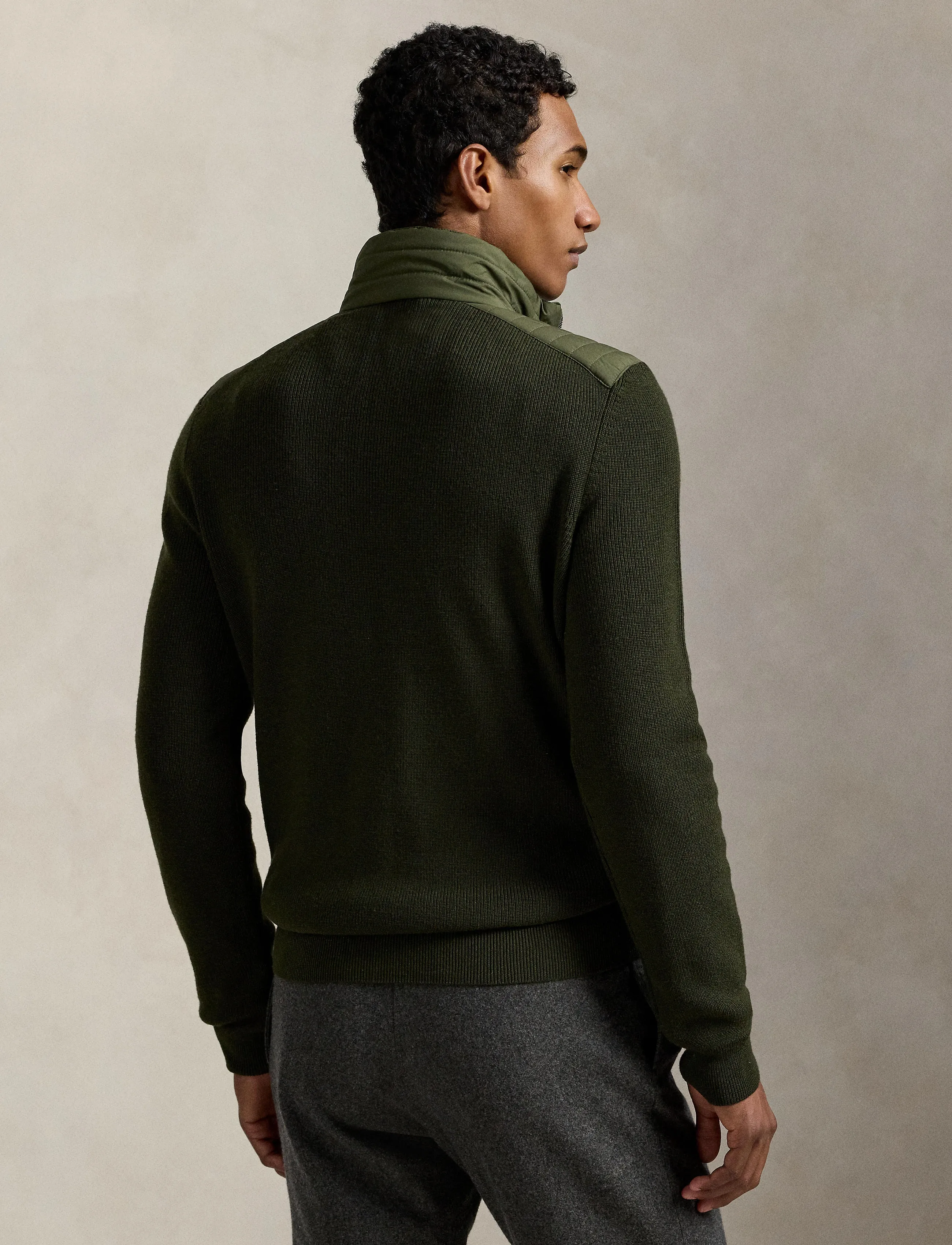 Polo Ralph Lauren - Hybrid Quarter-Zip Sweater - half zip - olive combo - 2