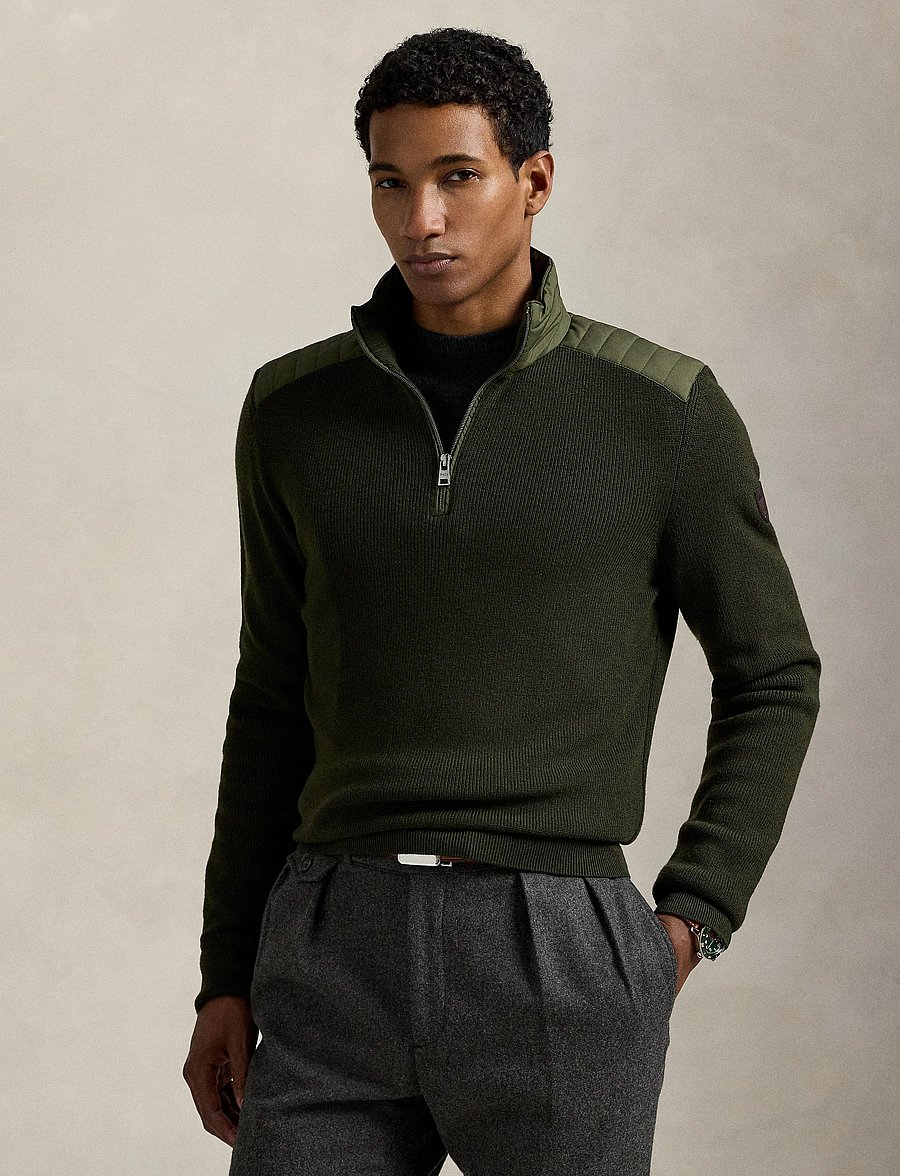 Polo Ralph Lauren - Hybrid Quarter-Zip Sweater - half zip - olive combo - 3