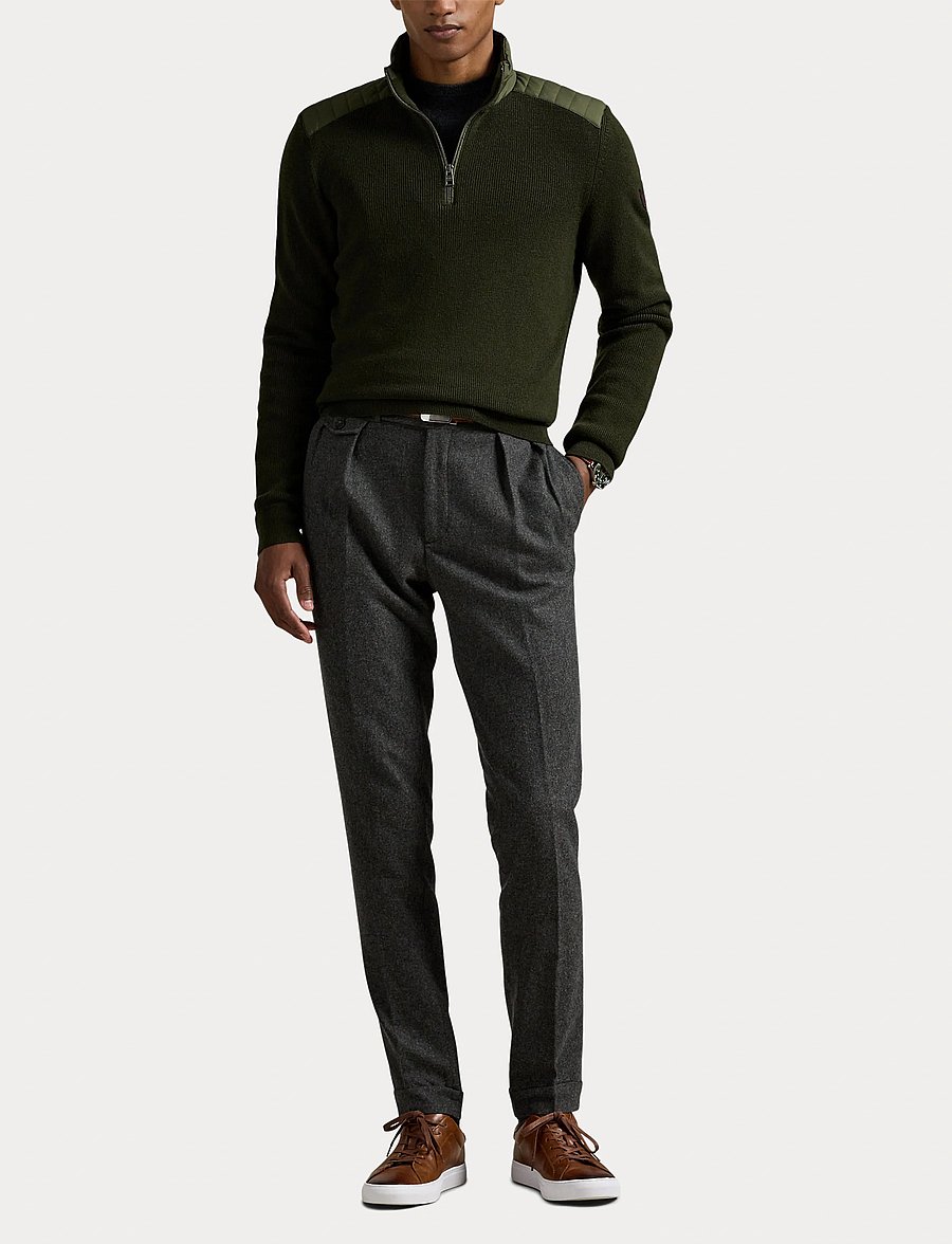 Polo Ralph Lauren - Hybrid Quarter-Zip Sweater - half zip - olive combo - 4