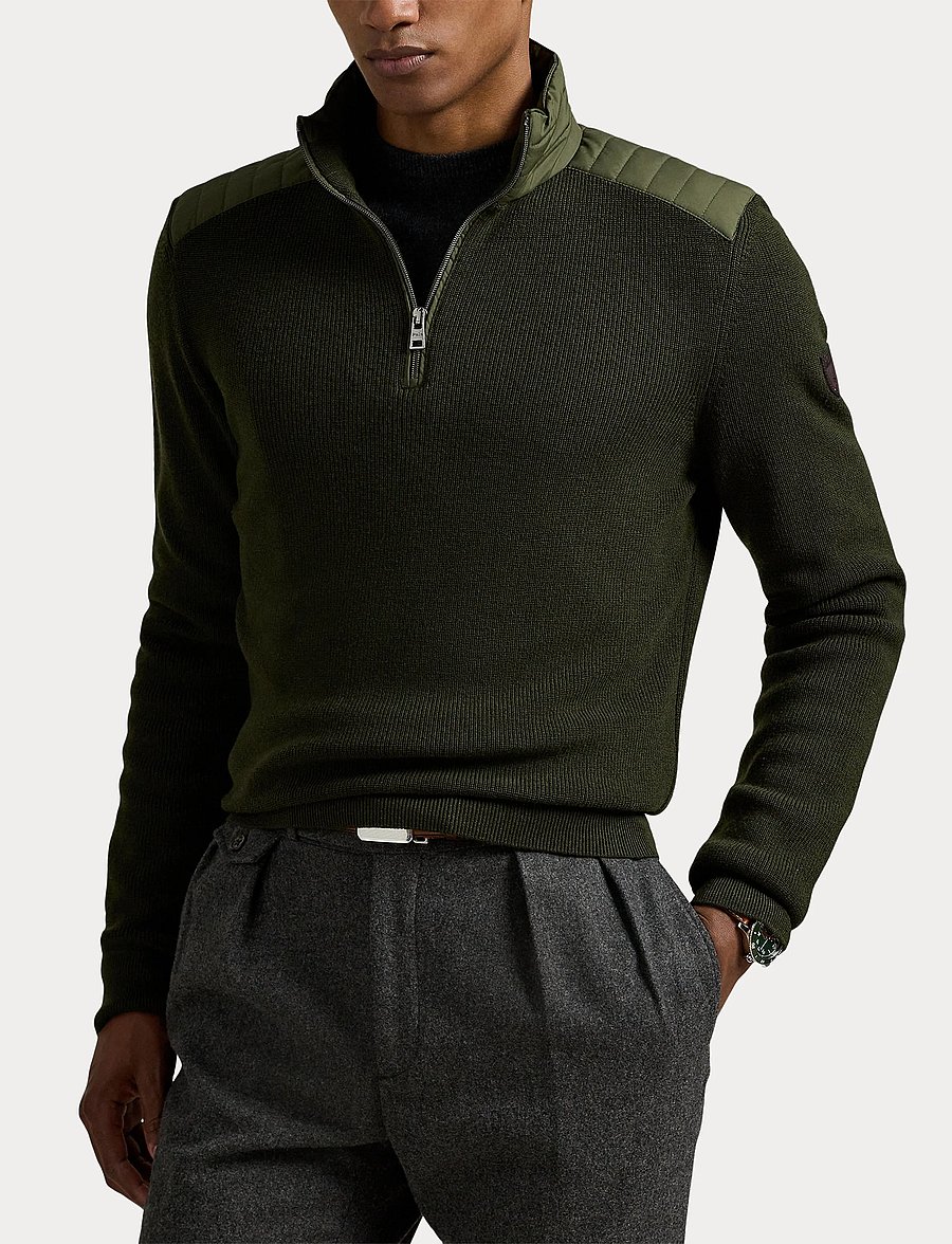 Polo Ralph Lauren - Hybrid Quarter-Zip Sweater - half zip - olive combo - 5