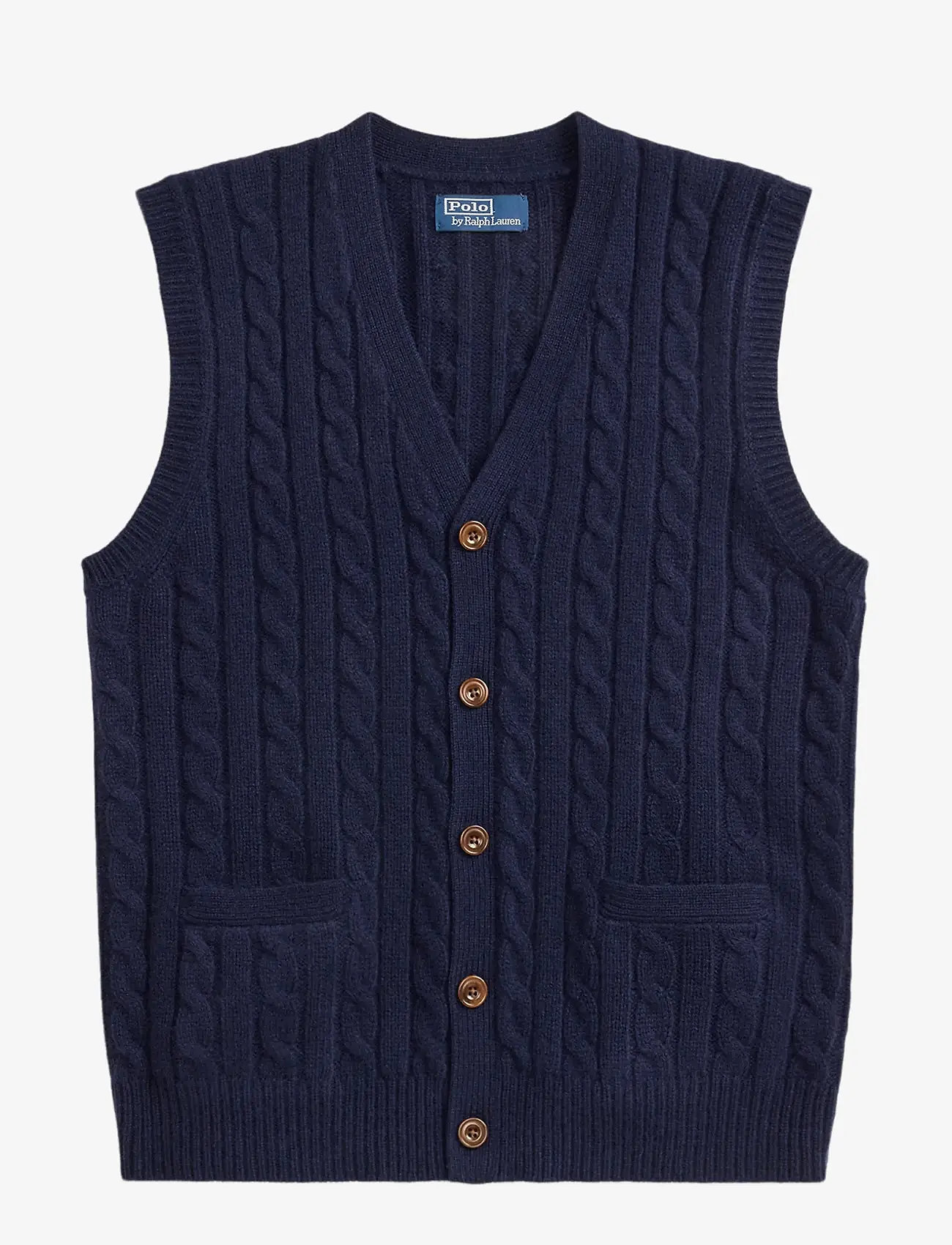 Polo Ralph Lauren - Cable-Knit Wool-Cashmere Sweater Vest - stickade västar - hunter navy - 1