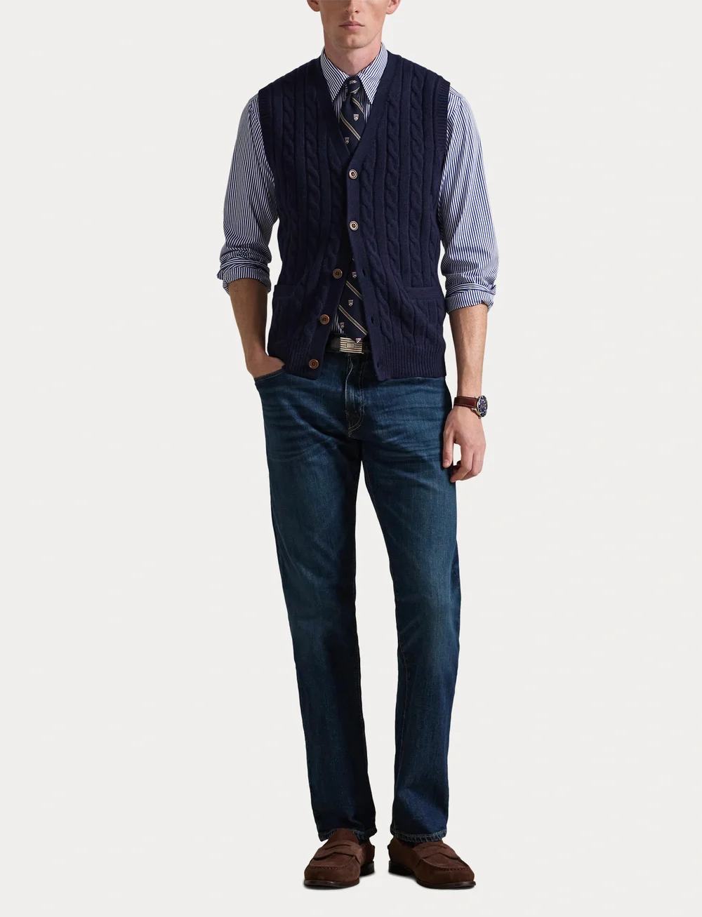 Polo Ralph Lauren - 2/15 80/20 WL C RWS-SLS-VST - knitted vests - hunter navy - 4