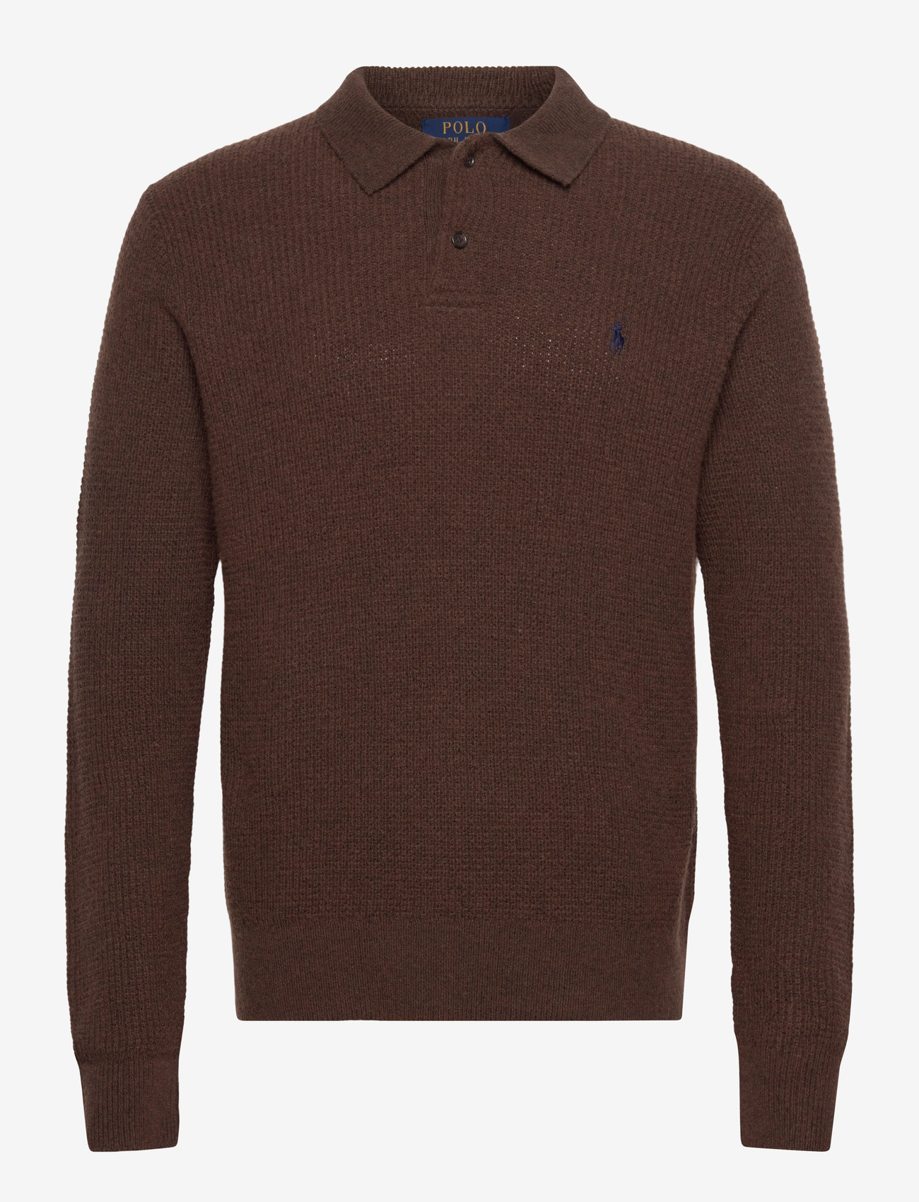 Polo Ralph Lauren - Textured Wool-Cotton Polo-Collar Sweater - polostrik - cacao brown heath - 0