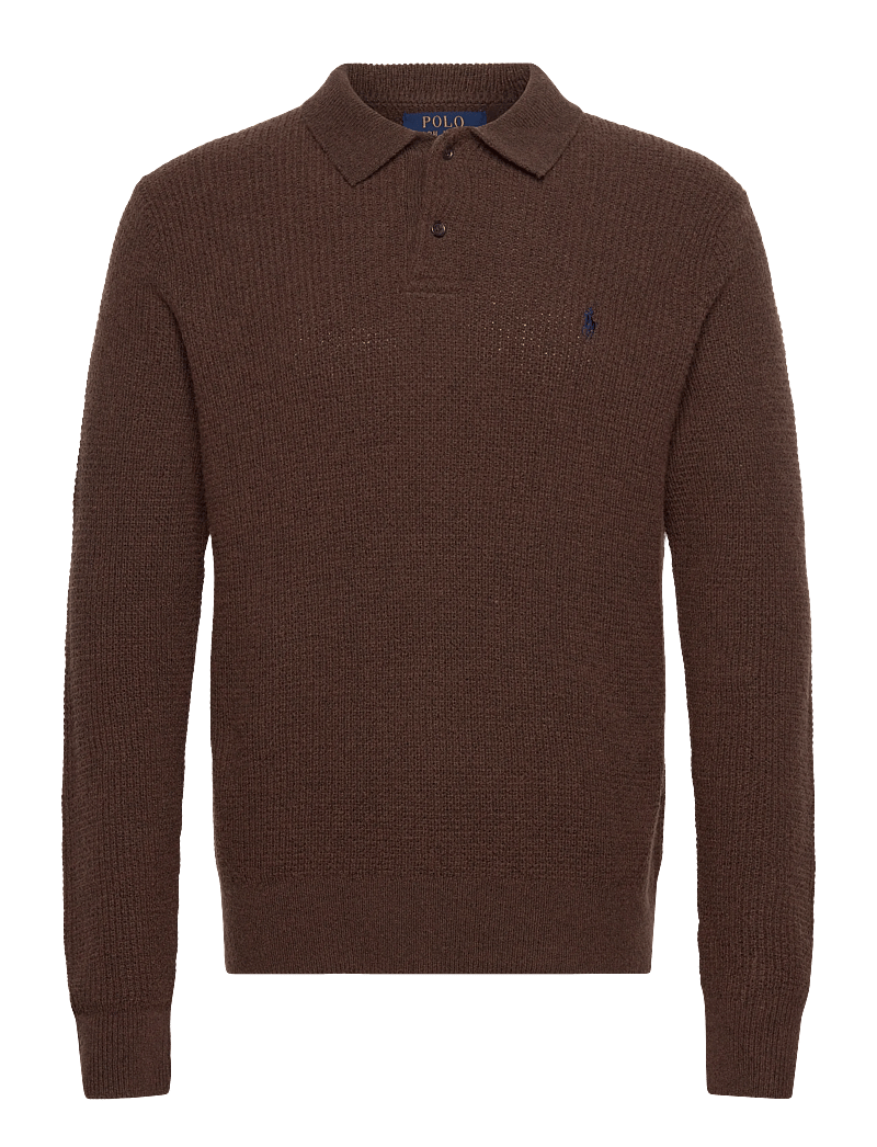 Polo Ralph Lauren - Textured Wool-Cotton Polo-Collar Sweater - polostrik - cacao brown heath - 0
