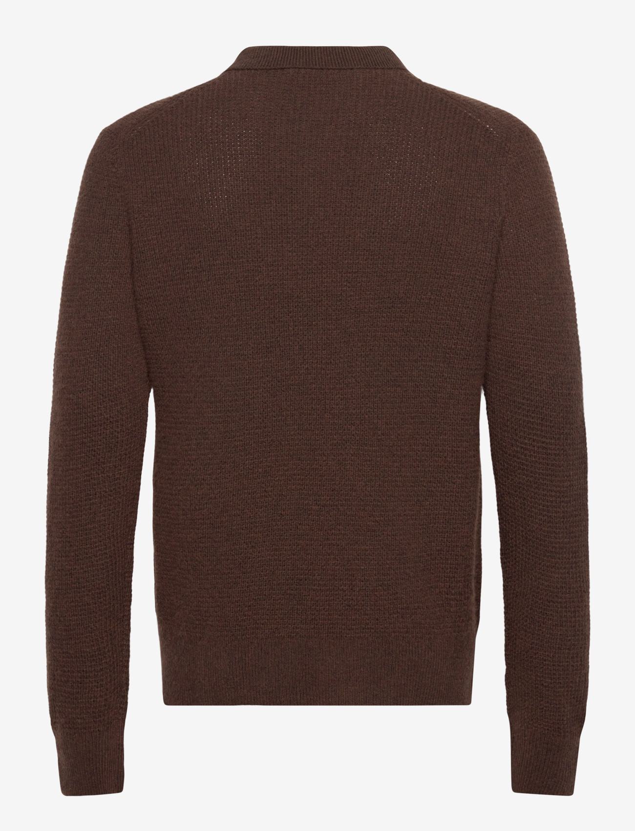 Polo Ralph Lauren - Textured Wool-Cotton Polo-Collar Sweater - polostrik - cacao brown heath - 1