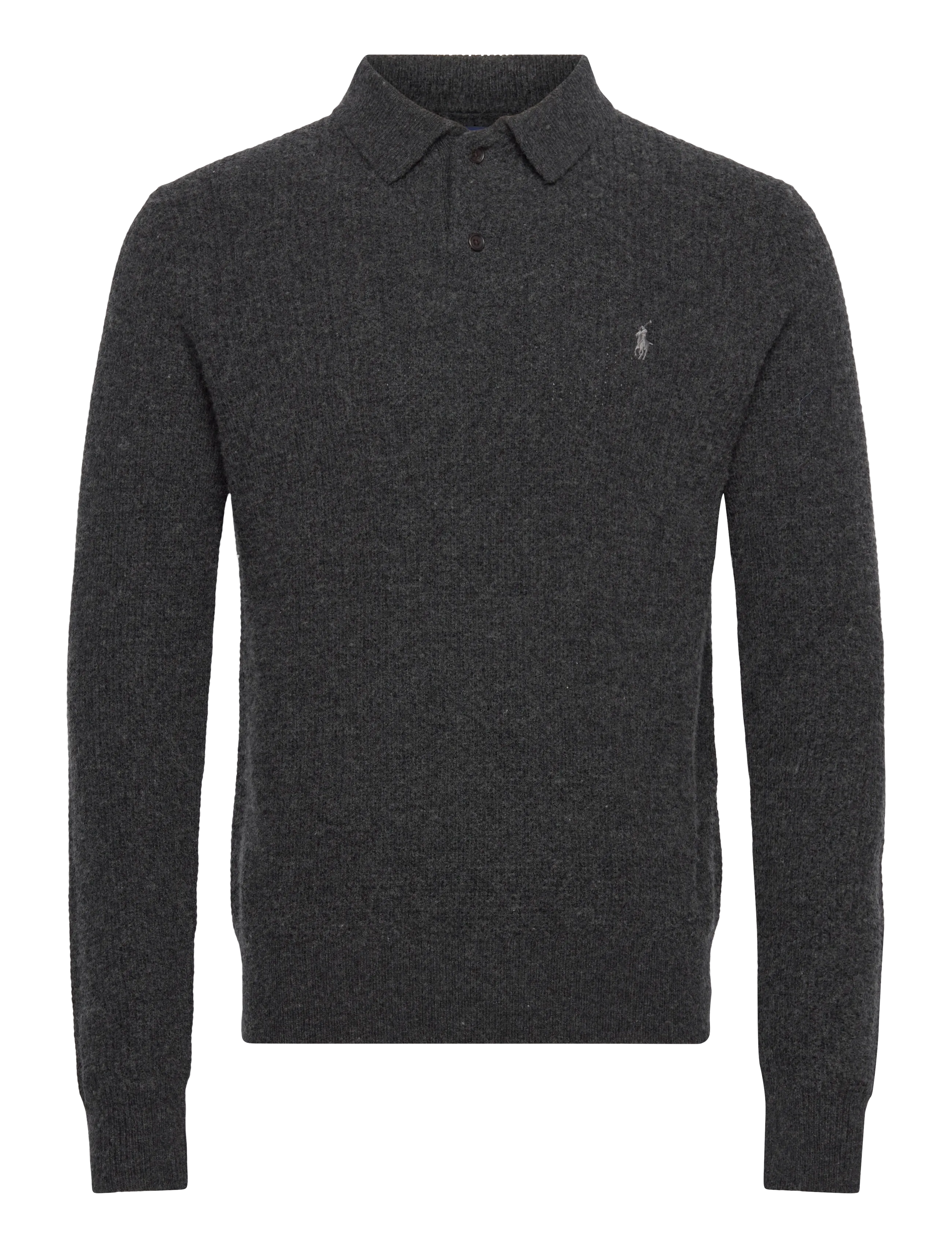 Polo Ralph Lauren Textured Wool-Cotton Polo-Collar Sweater - Kleidung - DARK GRANITE HEAT / grey