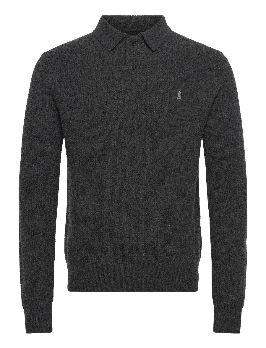 Polo Ralph Lauren - COTTON WOOL-LSL-PLO - langärmelige gestrickte polohemden - dark granite heat - 1