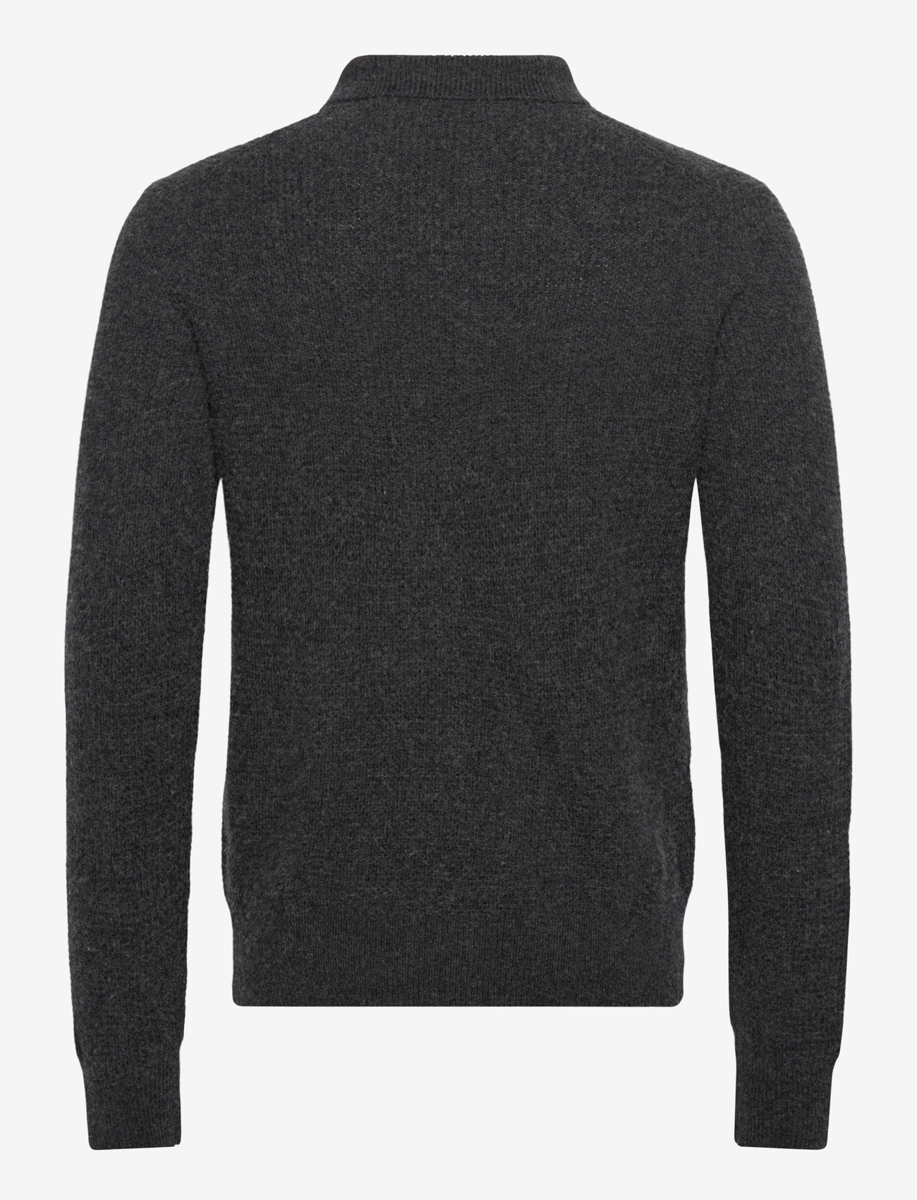 Polo Ralph Lauren - Textured Wool-Cotton Polo-Collar Sweater - stickade pikéer - dark granite heat - 1