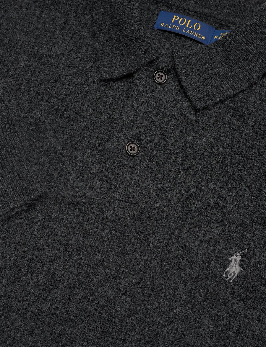 Polo Ralph Lauren - COTTON WOOL-LSL-PLO - langärmelige gestrickte polohemden - dark granite heat - 4