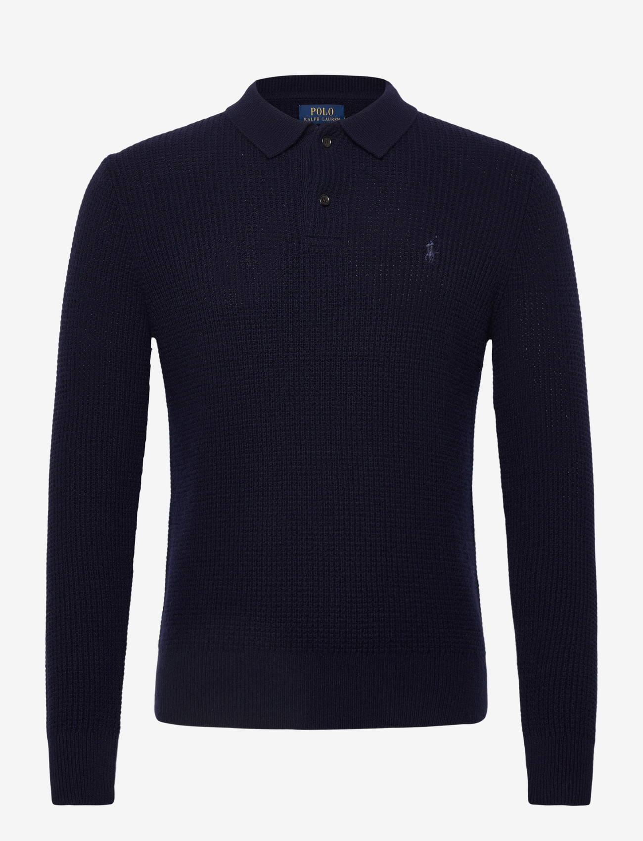 Polo Ralph Lauren - Textured Wool-Cotton Polo-Collar Sweater - polostrik - hunter navy - 0