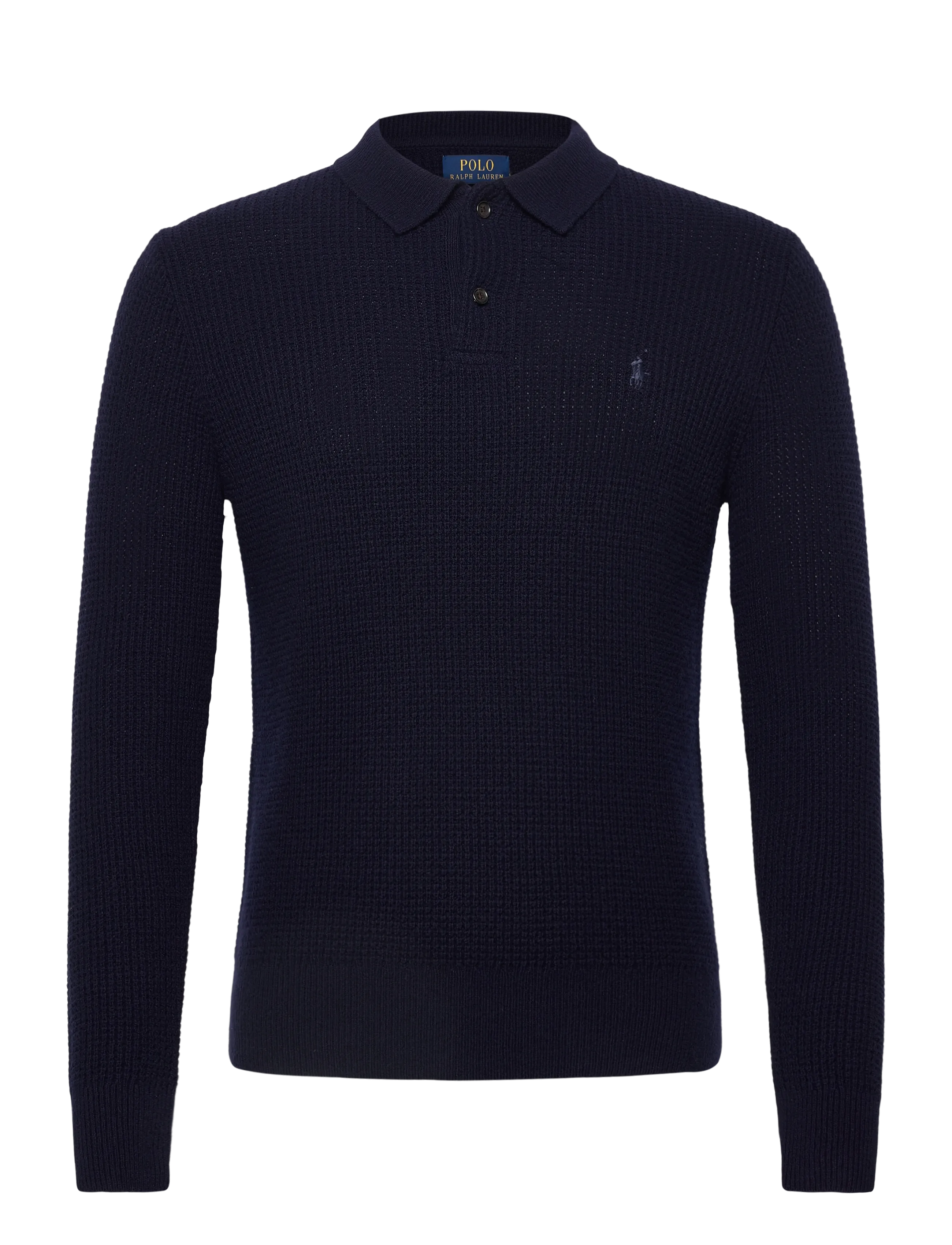 Polo Ralph Lauren Textured Wool-Cotton Polo-Collar Sweater - Kleidung - HUNTER NAVY / navy