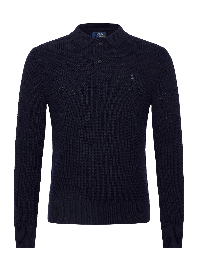 Polo Ralph Lauren - Textured Wool-Cotton Polo-Collar Sweater - polostrik - hunter navy - 0