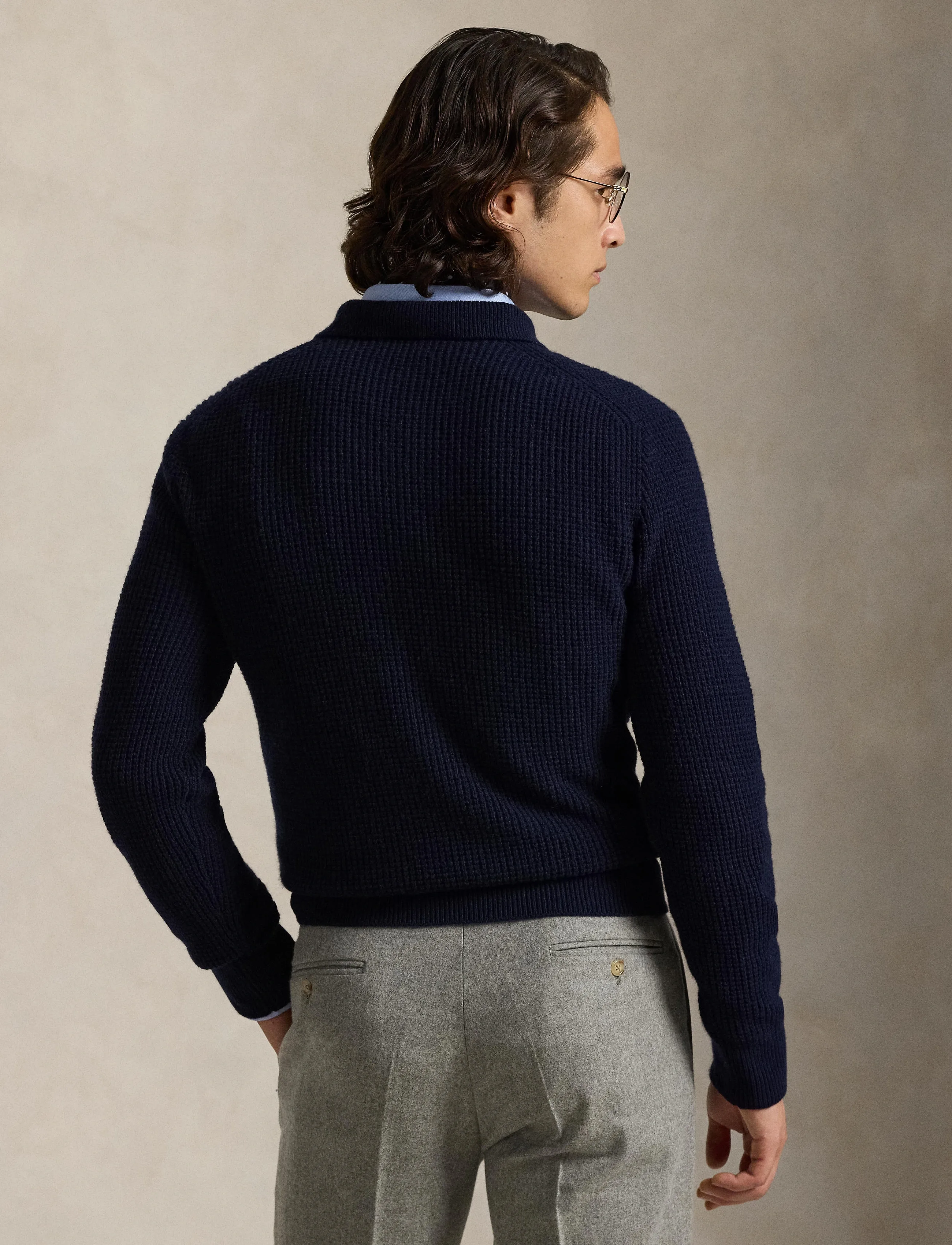 Polo Ralph Lauren Cotton Wool-Lsl-Plo, XL, Knitwear, Marineblau - Long Sleeve Knitted Polos, Männerswear
