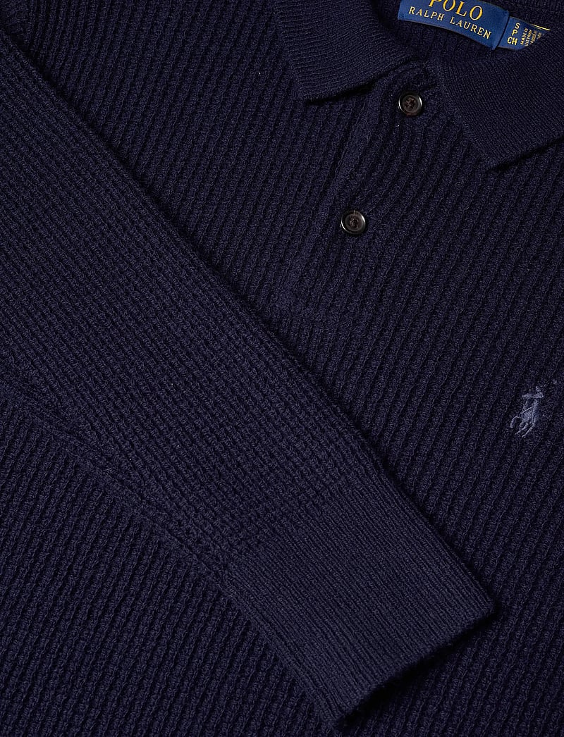 Polo Ralph Lauren - Textured Wool-Cotton Polo-Collar Sweater - polostrik - hunter navy - 2