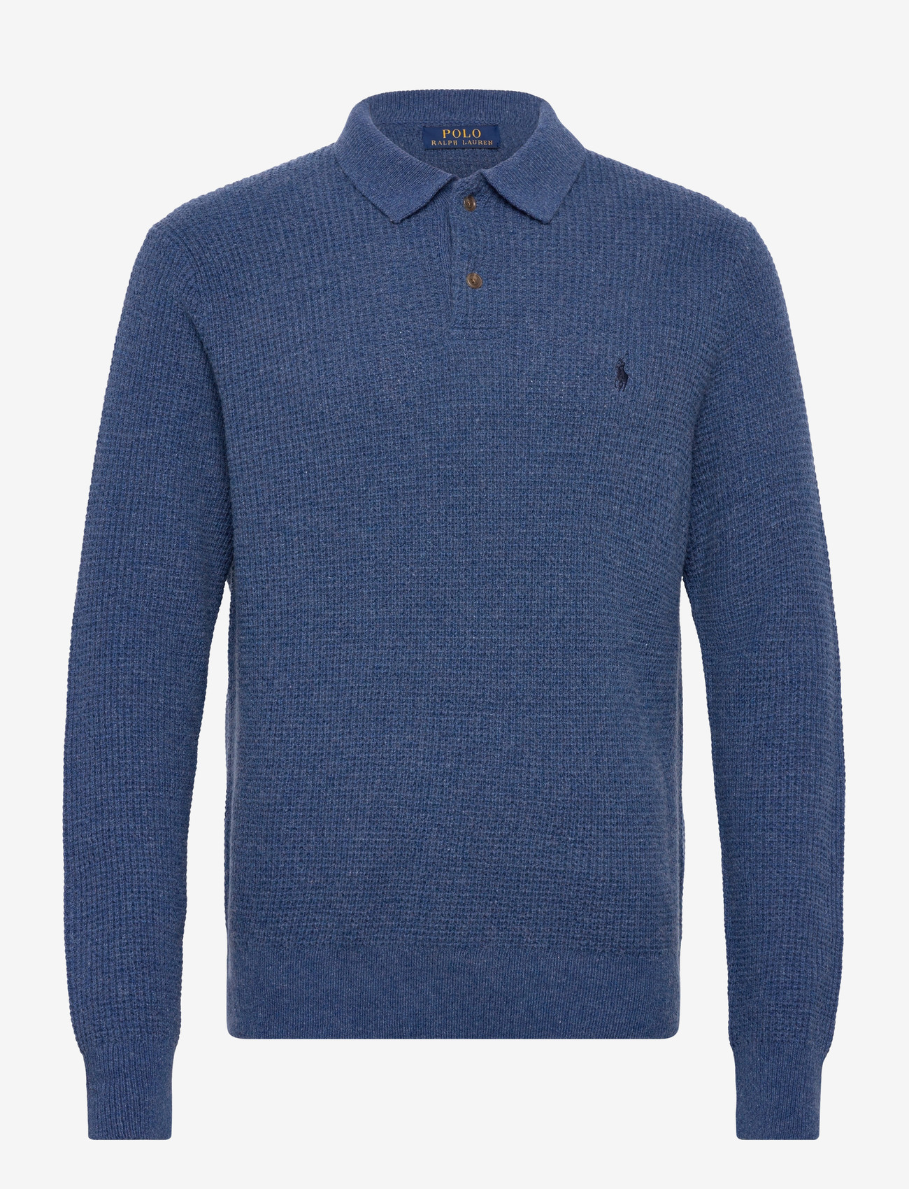 Polo Ralph Lauren - Textured Wool-Cotton Polo-Collar Sweater - knitted polos - sea salt blue hth - 0