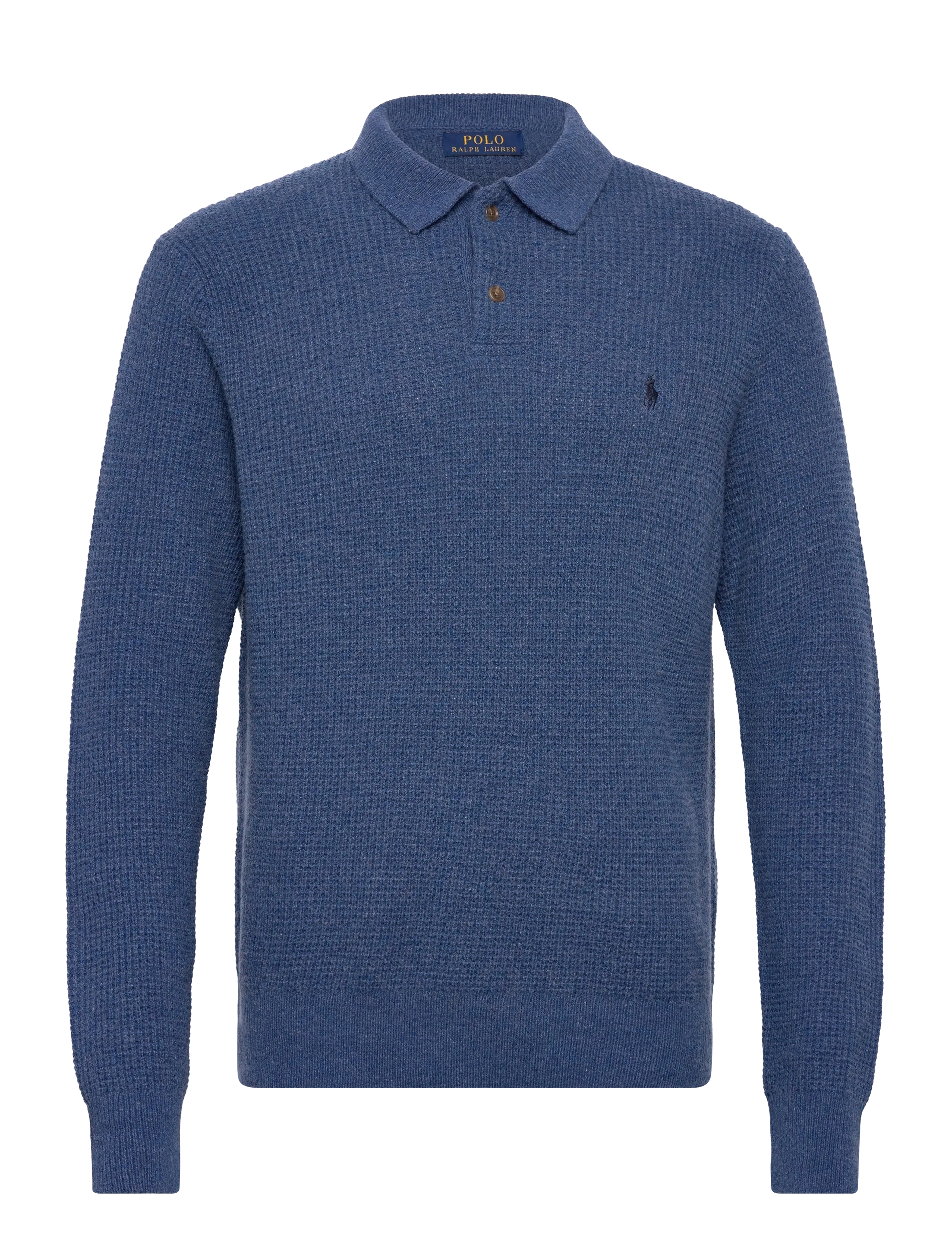 Polo Ralph Lauren Textured Wool-Cotton Polo-Collar Sweater - Tøj - SEA SALT BLUE HTH / blue