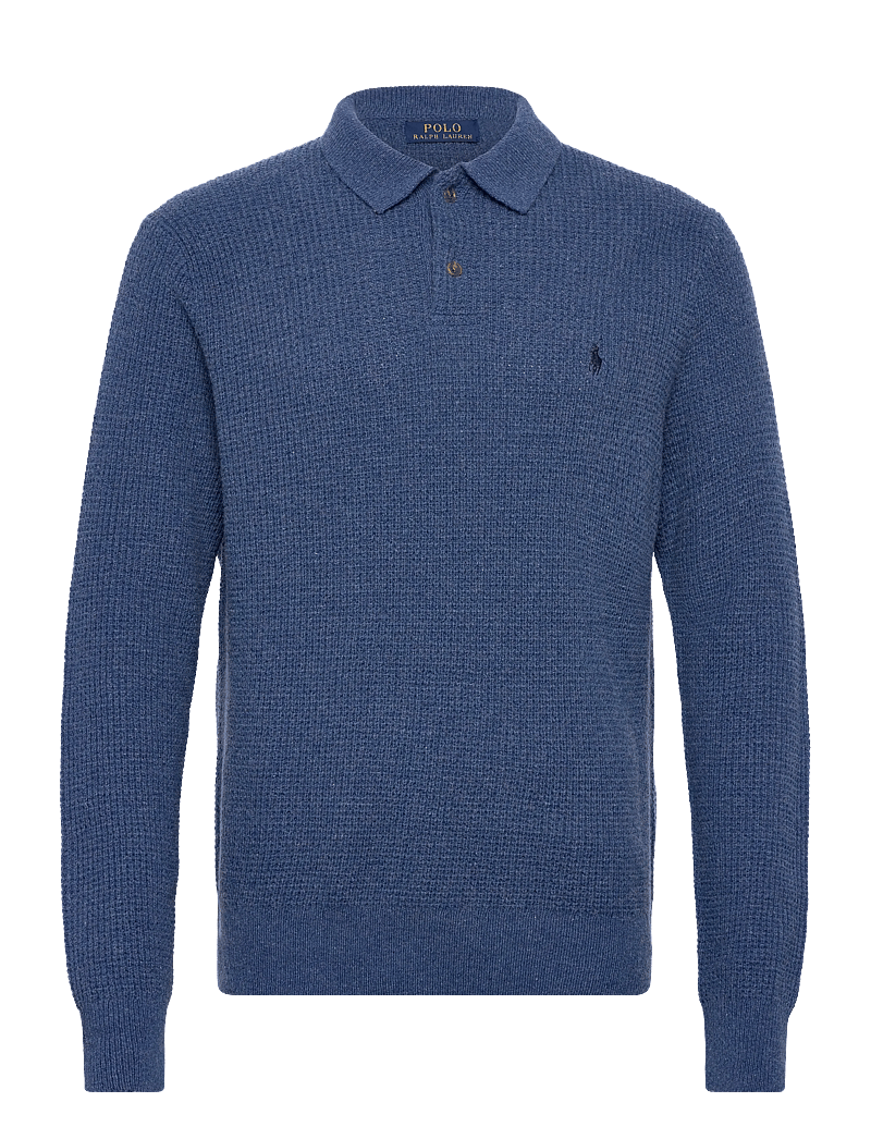Polo Ralph Lauren - Textured Wool-Cotton Polo-Collar Sweater - knitted polos - sea salt blue hth - 0