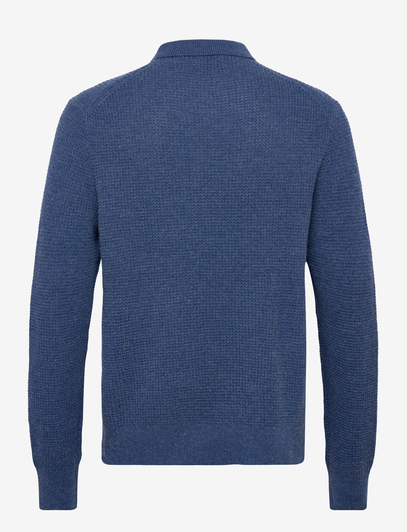 Polo Ralph Lauren - Textured Wool-Cotton Polo-Collar Sweater - knitted polos - sea salt blue hth - 1