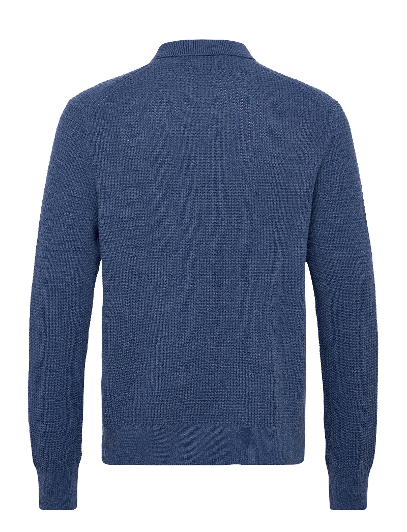 Polo Ralph Lauren - Textured Wool-Cotton Polo-Collar Sweater - knitted polos - sea salt blue hth - 1