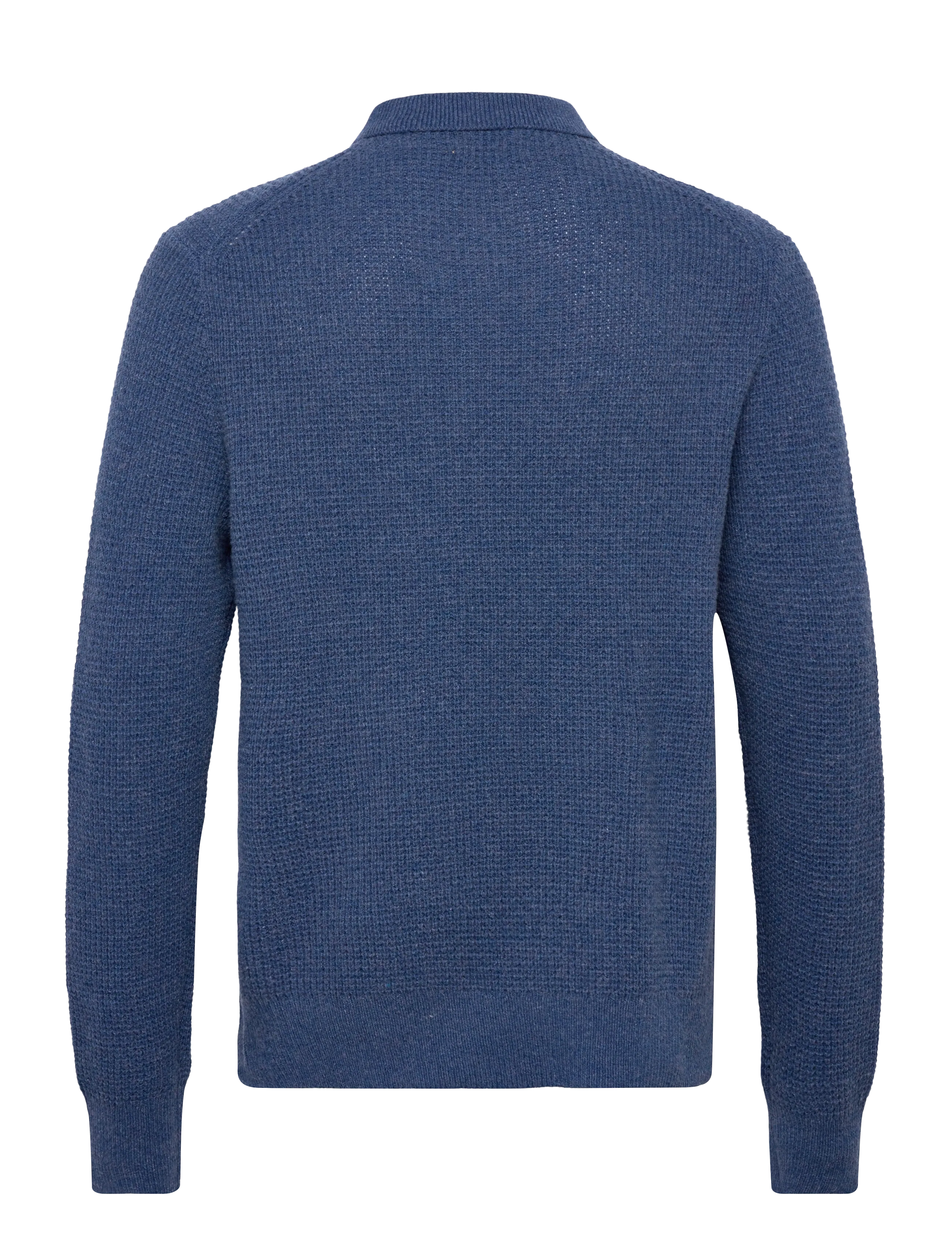 Polo Ralph Lauren - Textured Wool-Cotton Polo-Collar Sweater - poloer i strik med lange ærmer - sea salt blue hth - 2