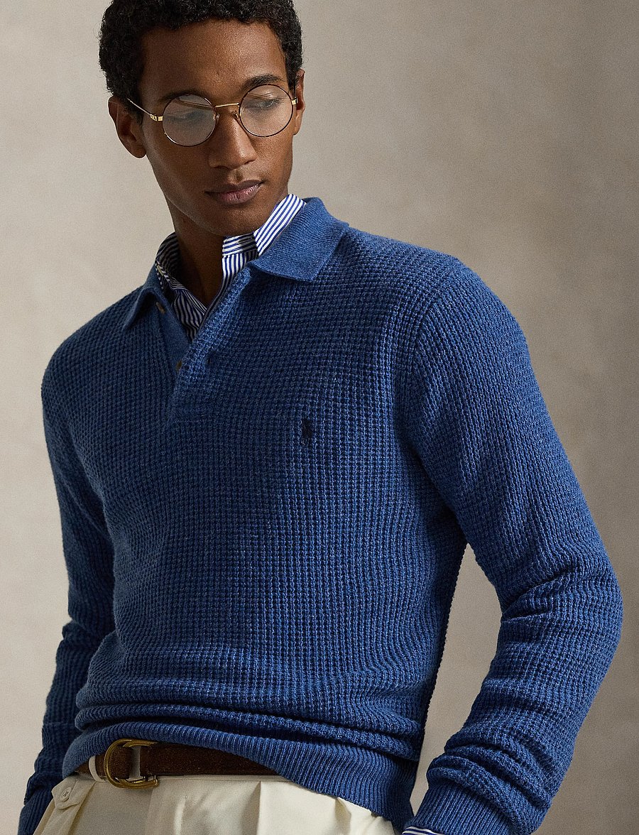 Polo Ralph Lauren - COTTON WOOL-LSL-PLO - langärmelige gestrickte polohemden - sea salt blue hth - 0