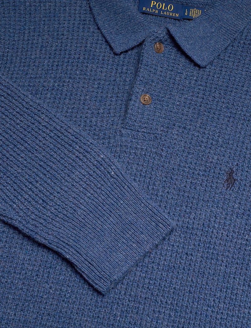 Polo Ralph Lauren - Textured Wool-Cotton Polo-Collar Sweater - knitted polos - sea salt blue hth - 2