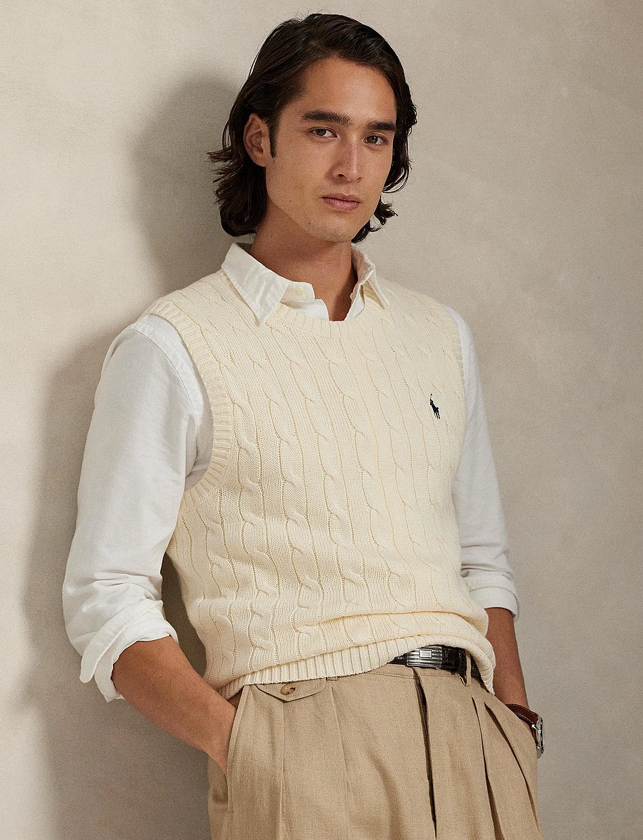 Polo Ralph Lauren - Cable-Knit Cotton Sweater Vest - prjónavesti - andover cream - 4