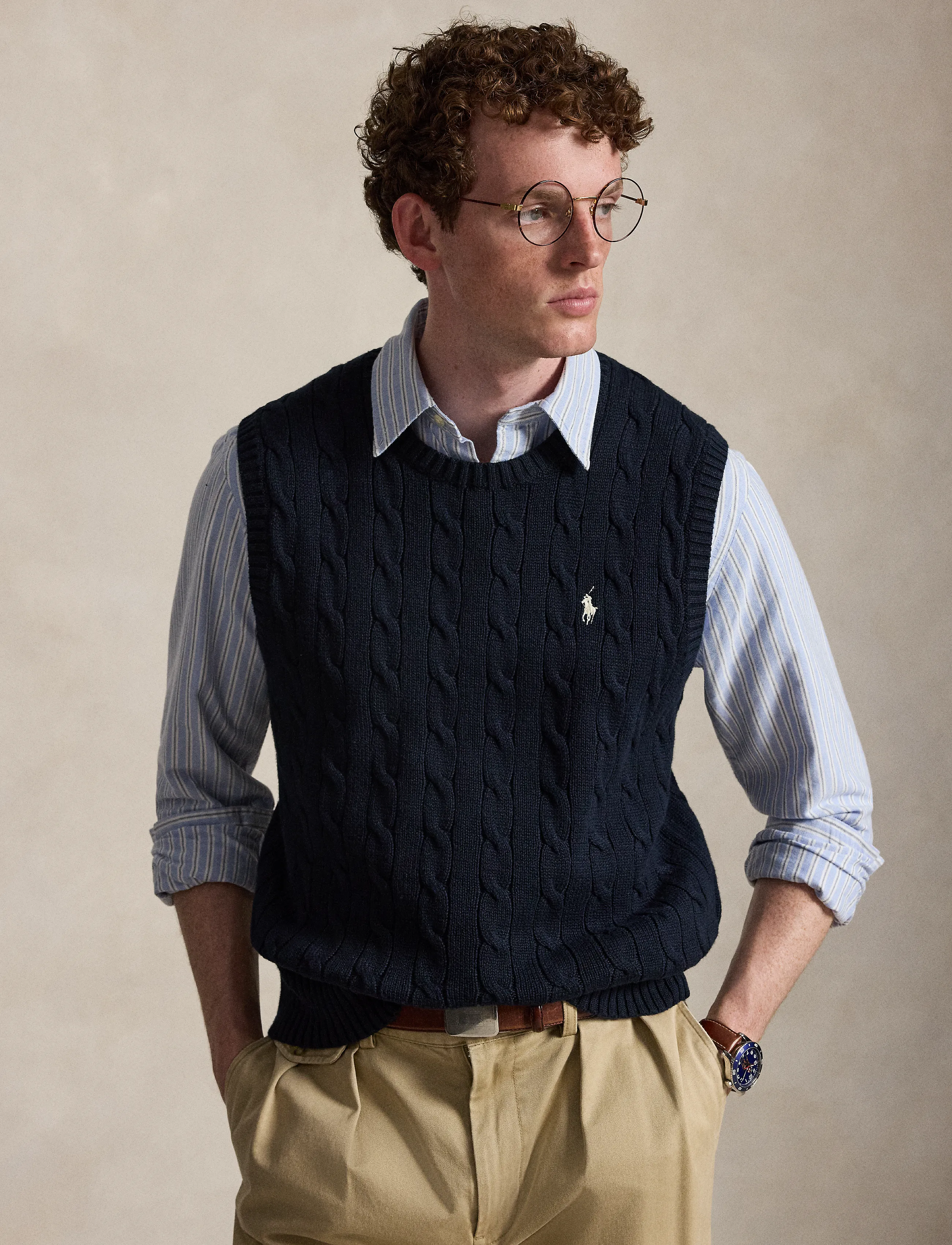 Cable-Knit Cotton Sweater Vest