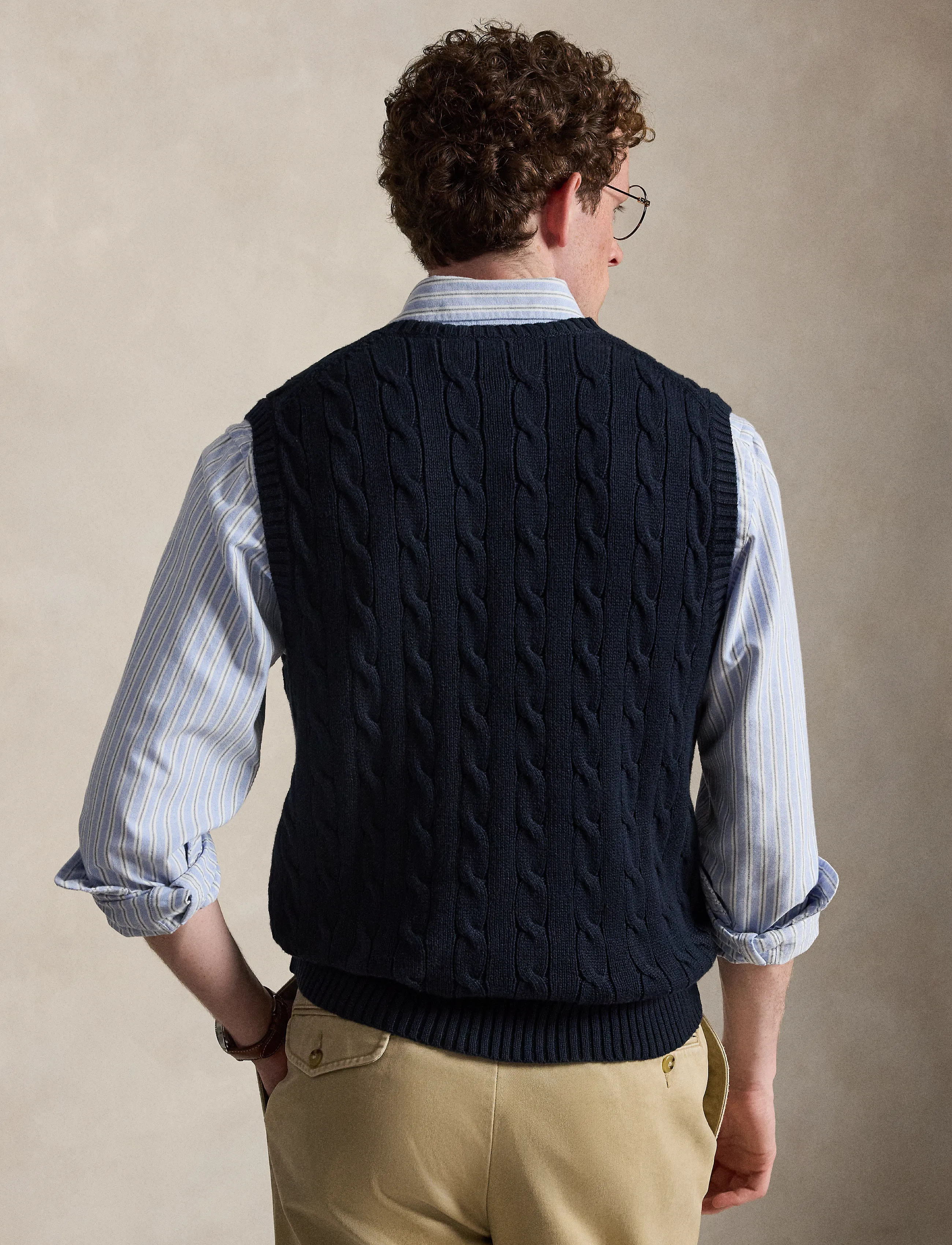 Polo Ralph Lauren - Cable-Knit Cotton Sweater Vest - strickwesten - hunter navy w/ c8 - 5