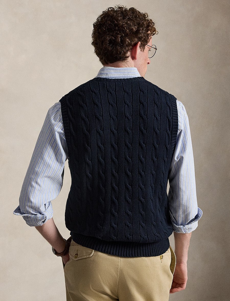 Polo Ralph Lauren - Cable-Knit Cotton Sweater Vest - strickwesten - hunter navy w/ c8 - 5