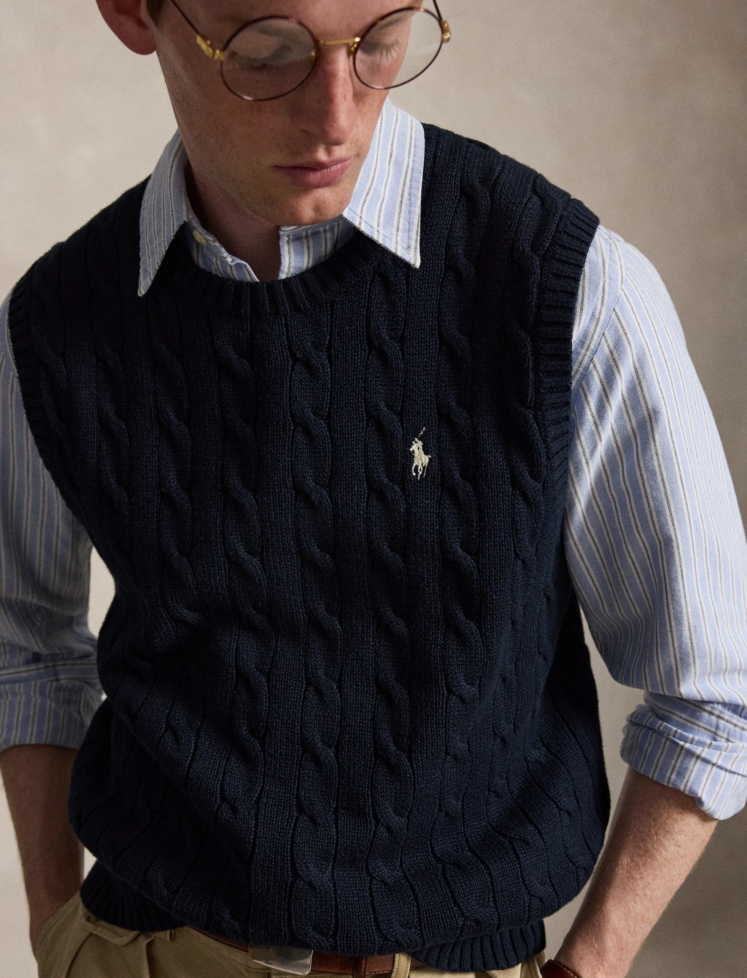 Polo Ralph Lauren Cable-Knit Cotton Sweater Vest västar herr – bild 5