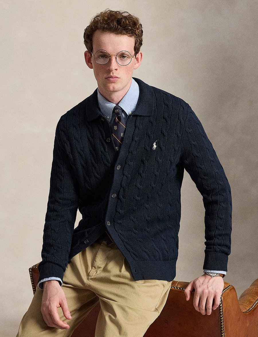 Polo Ralph Lauren - Cable-Knit Cotton Cardigan - cardigans - hunter navy w/ c8 - 1