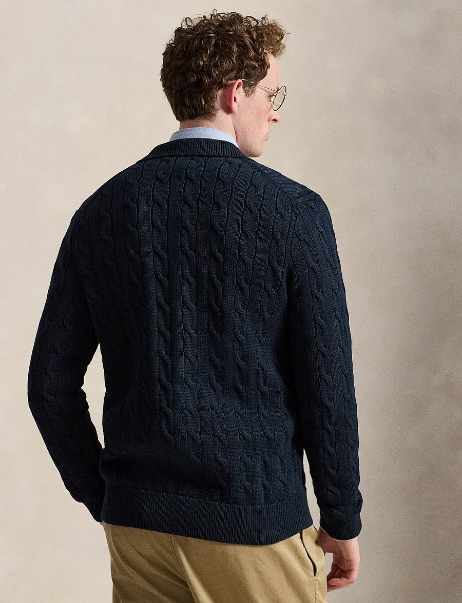 Polo Ralph Lauren - Cable-Knit Cotton Cardigan - cardigans - hunter navy w/ c8 - 4
